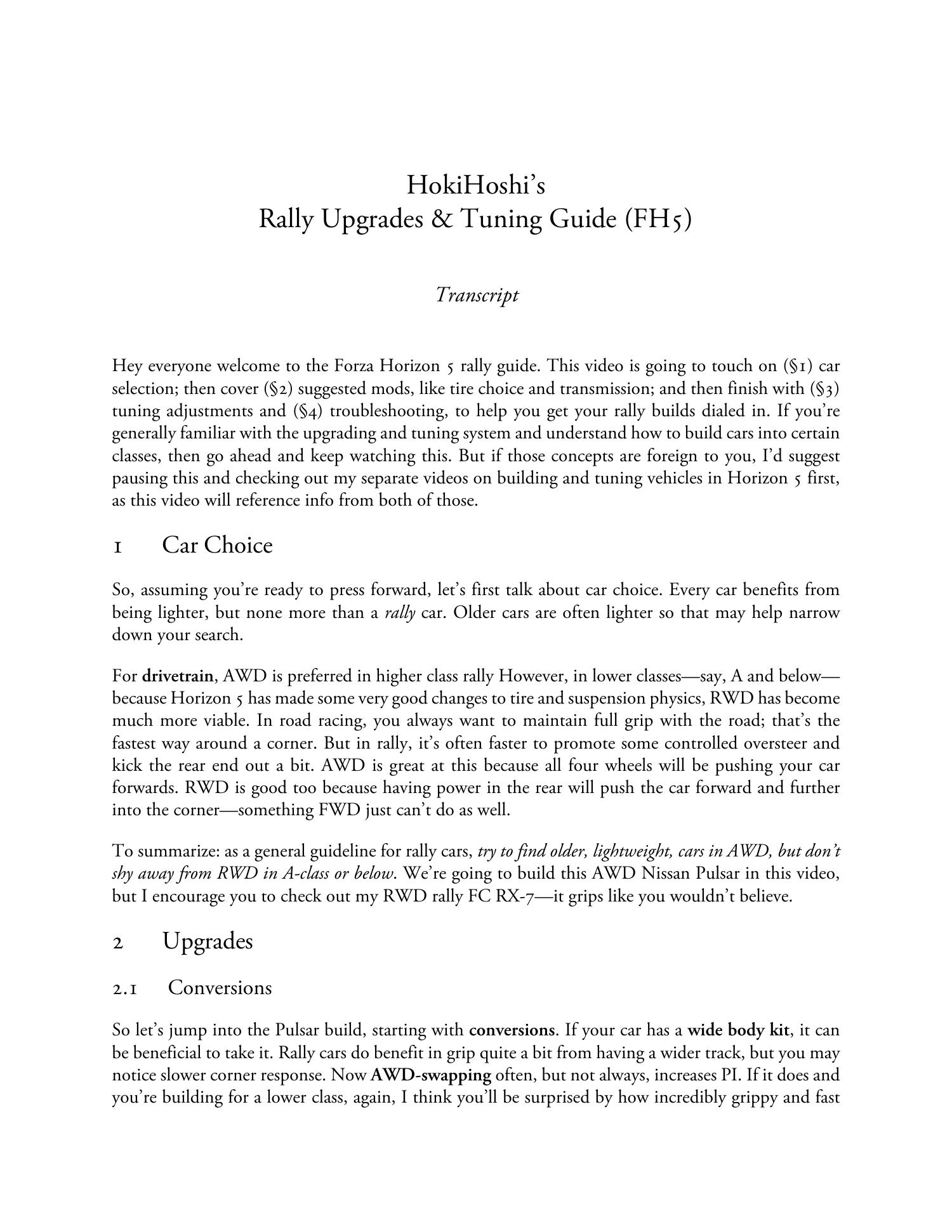 Road Rally Transcript 3. Rally Upgrade & Tuning Guide (transcript).pdf | DocDroid