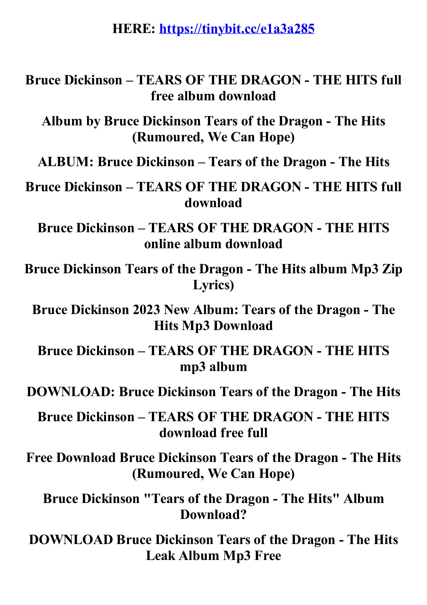 Bruce Dickinson - BRUCE DICKINSON Tears Of The Dragon CD 