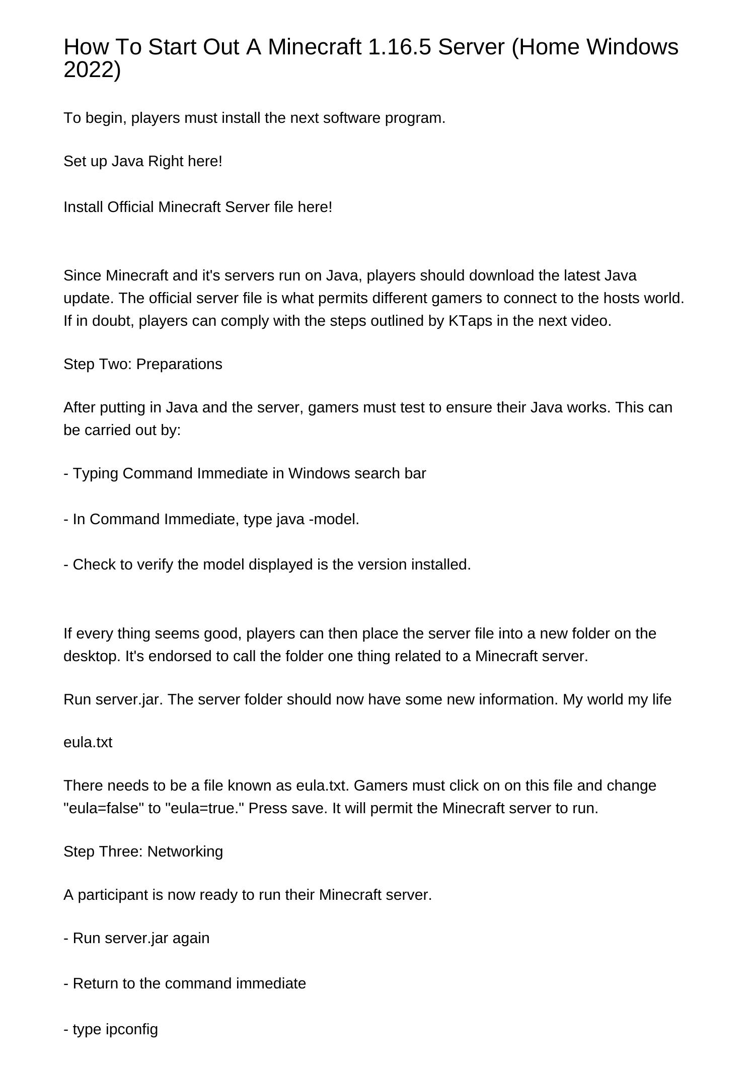 How To Start Out A Minecraft 1165 Server Home Windows 2022qlczv.pdf.pdf ...