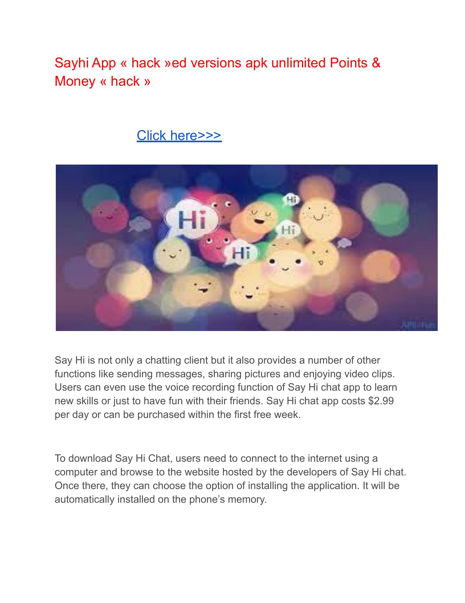 Sayhi App « hack »ed versions apk unlimited Points & Money « hack ».pdf