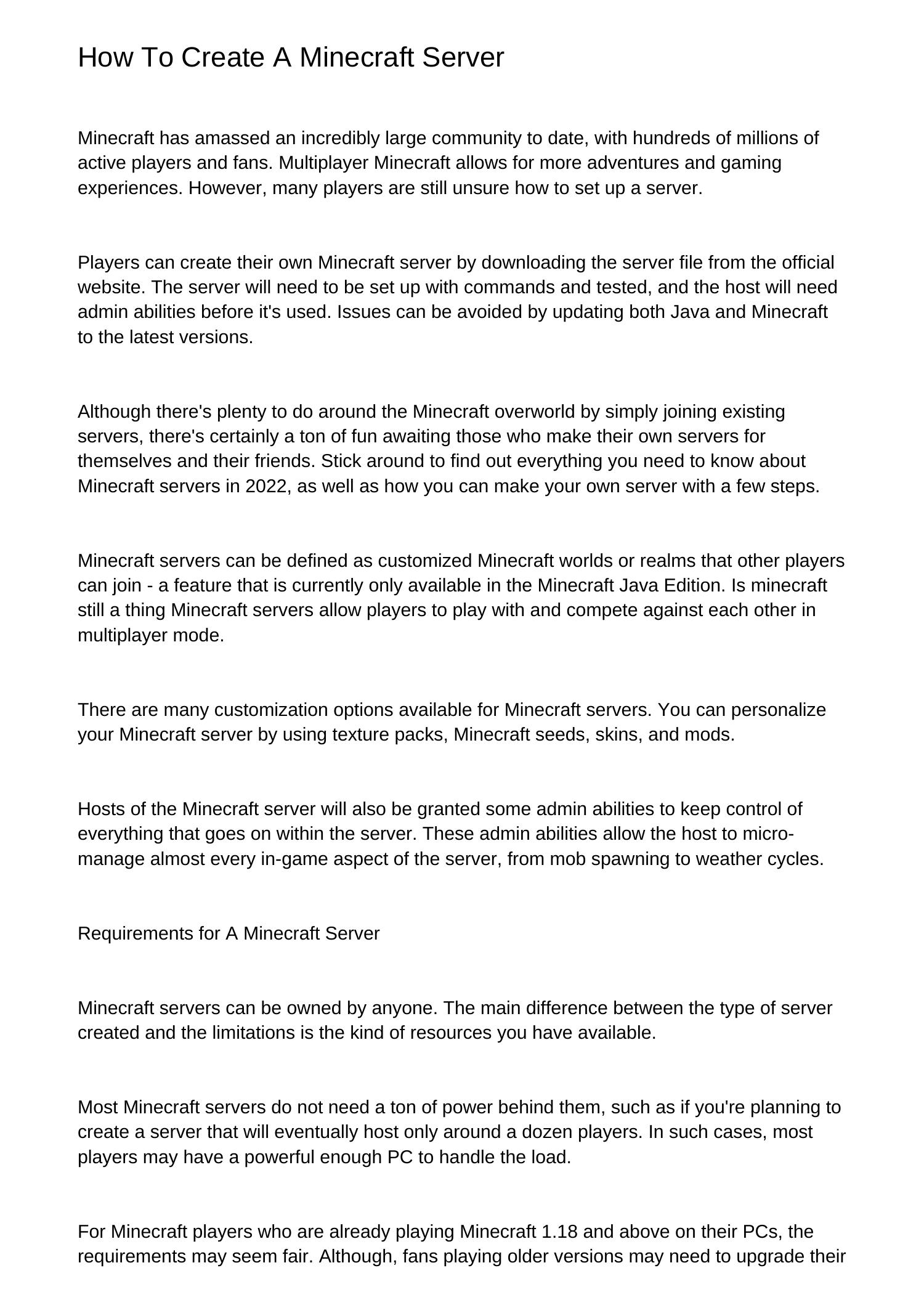 How To Create A Minecraft Serveriwaol.pdf.pdf | DocDroid