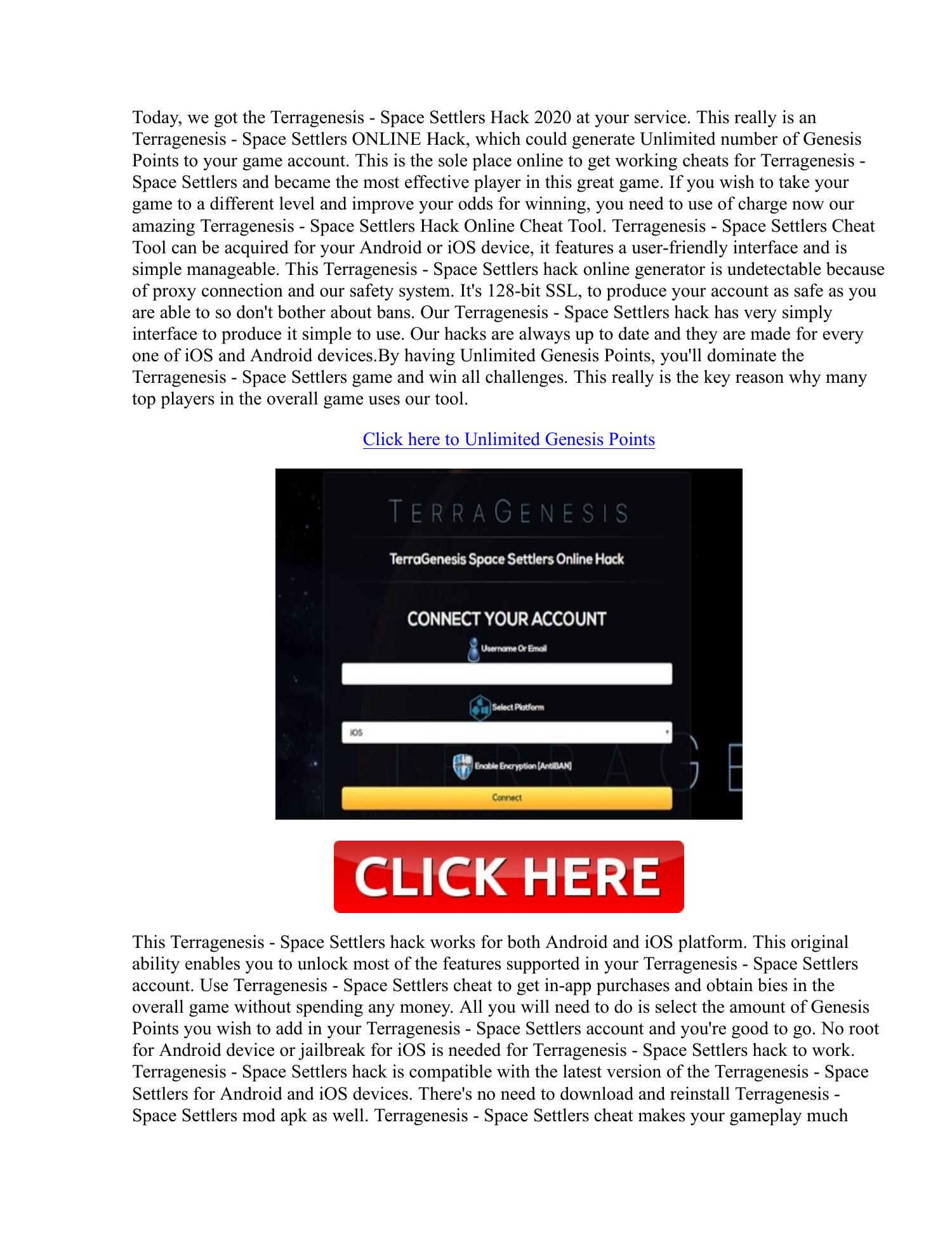 !news! Terragenesis - Space Settlers Hack Genesis Points Generator 2020 ...