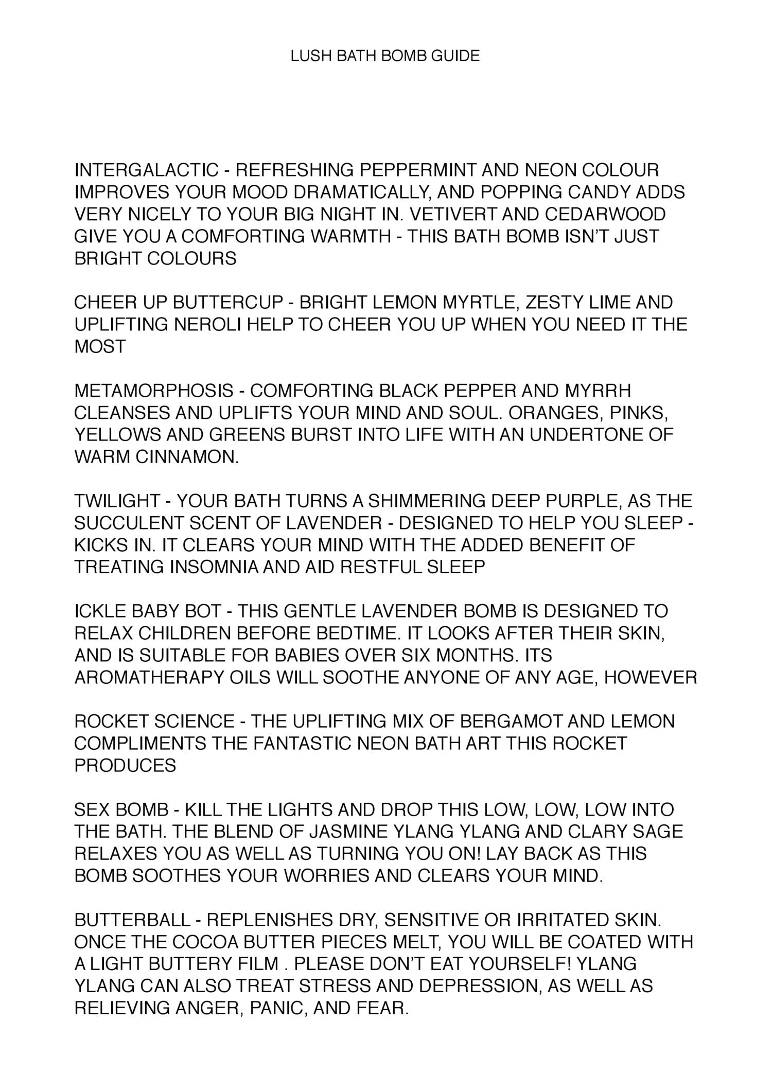 LUSH BATH BOMB GUIDE pages DocDroid