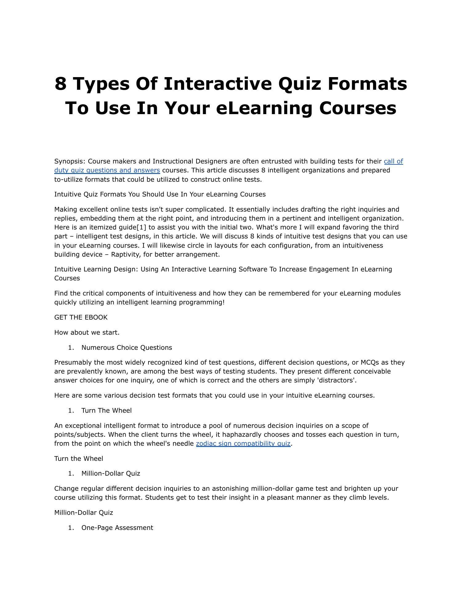 8 Types Of Interactive Quiz Formats To Use In Your eLearning Courses