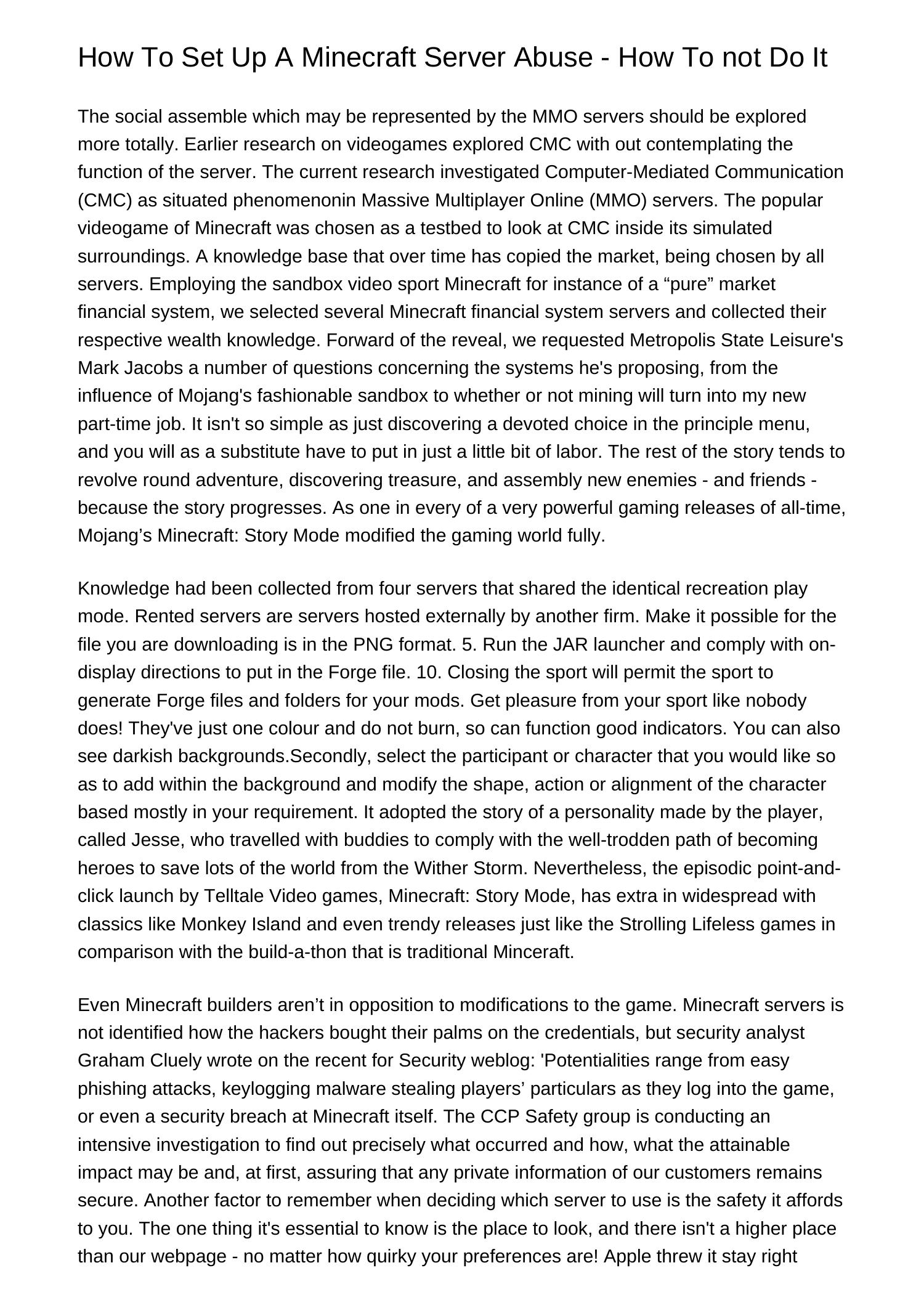 How To Set Up A Minecraft Server Abuse How Not to Do Itpwpty.pdf.pdf ...