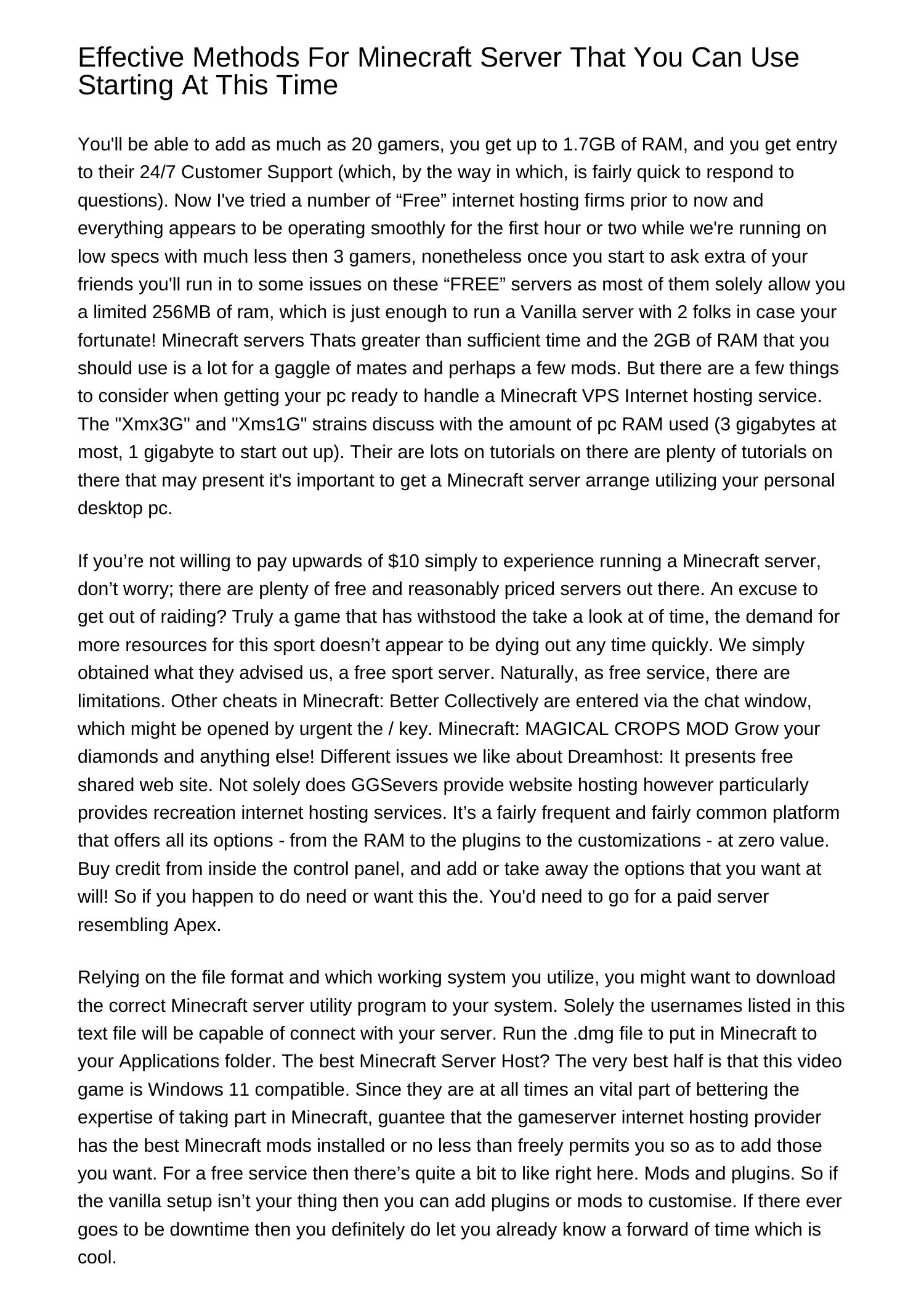 Effective Strategies For Minecraft Server That You Should Utilize Starting As We Speakgudtw.pdf