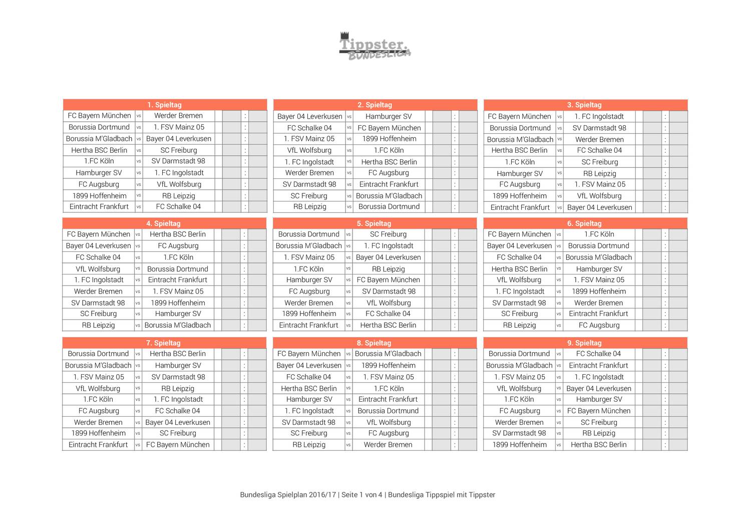 BundesligaSpielplan / Spielplan der BundesligaSaison 201516 als PDF
