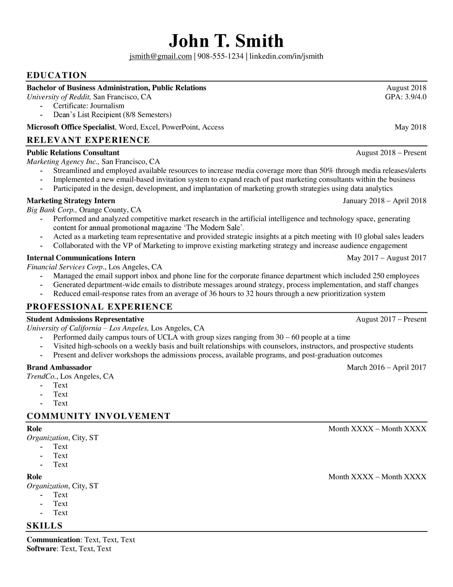 simple resume format docx