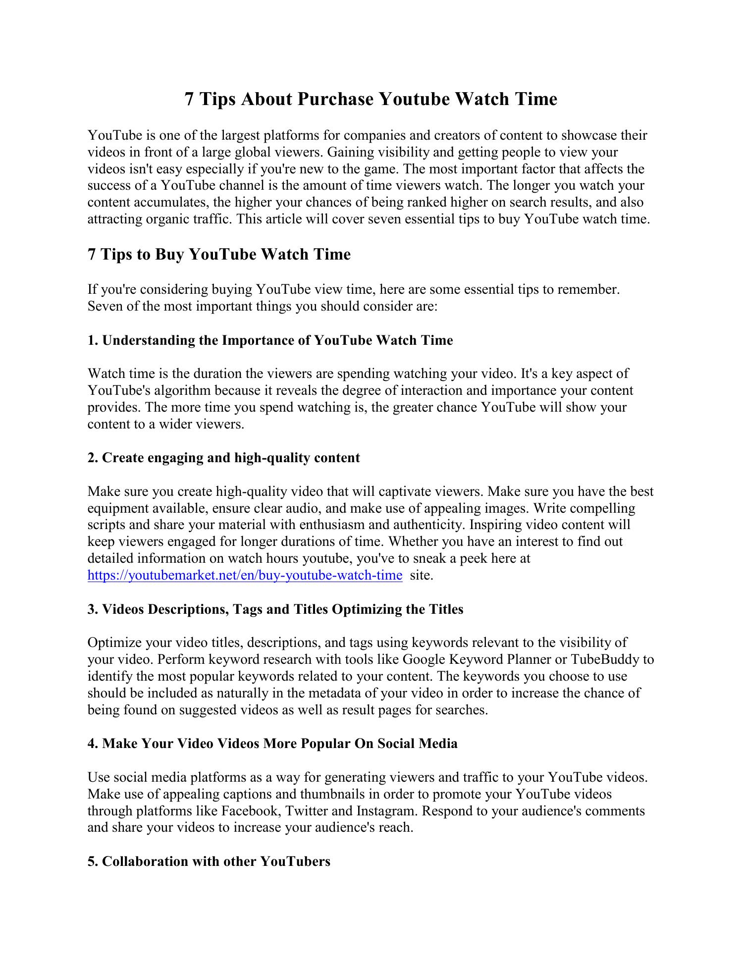 Youtube Watchtime Algorithm Explained 7 Tips About Purchase Youtube Watch Time.pdf | DocDroid