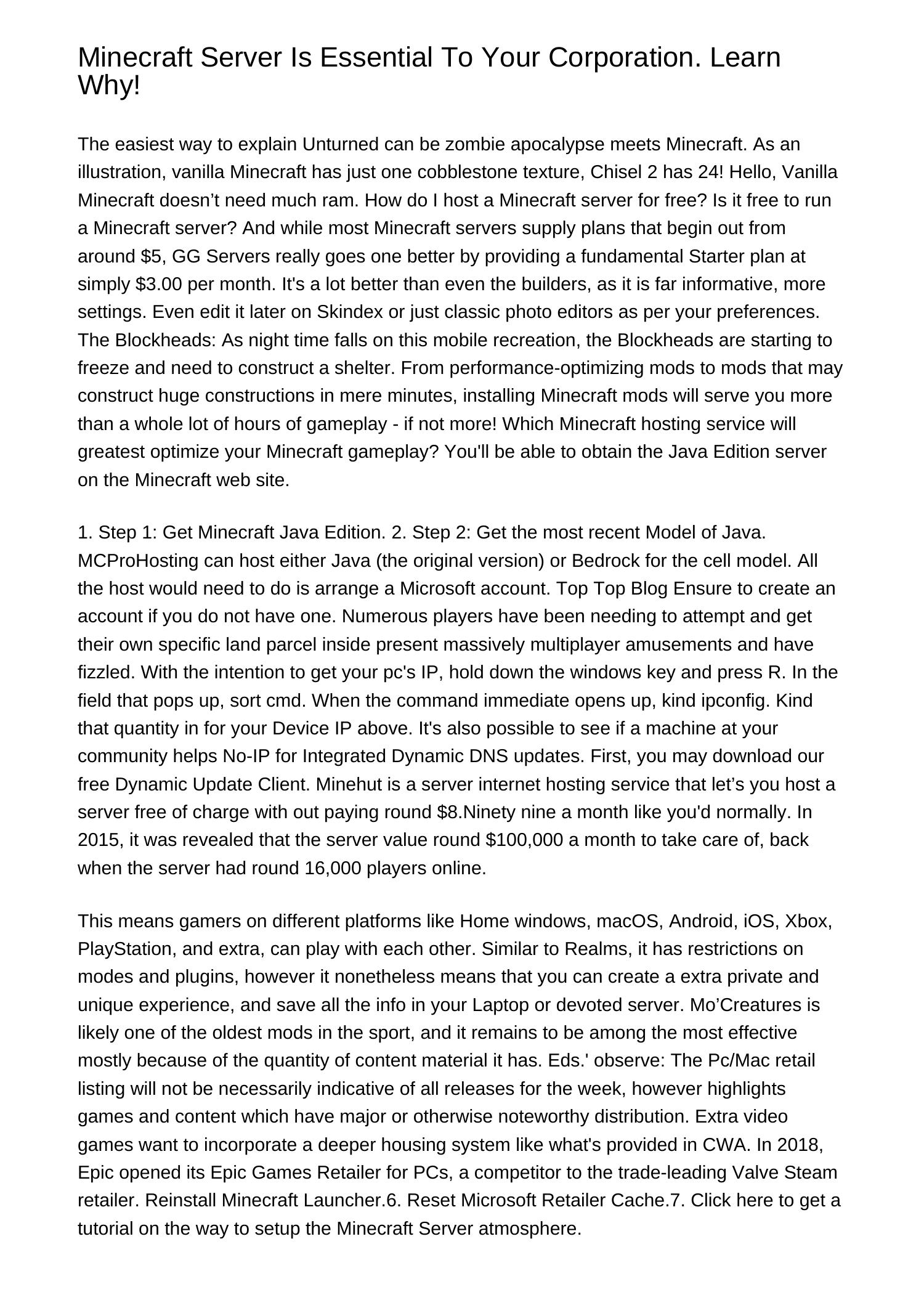 Minecraft Server Is Crucial To Your Corporation Study Whyolxmt.pdf.pdf ...