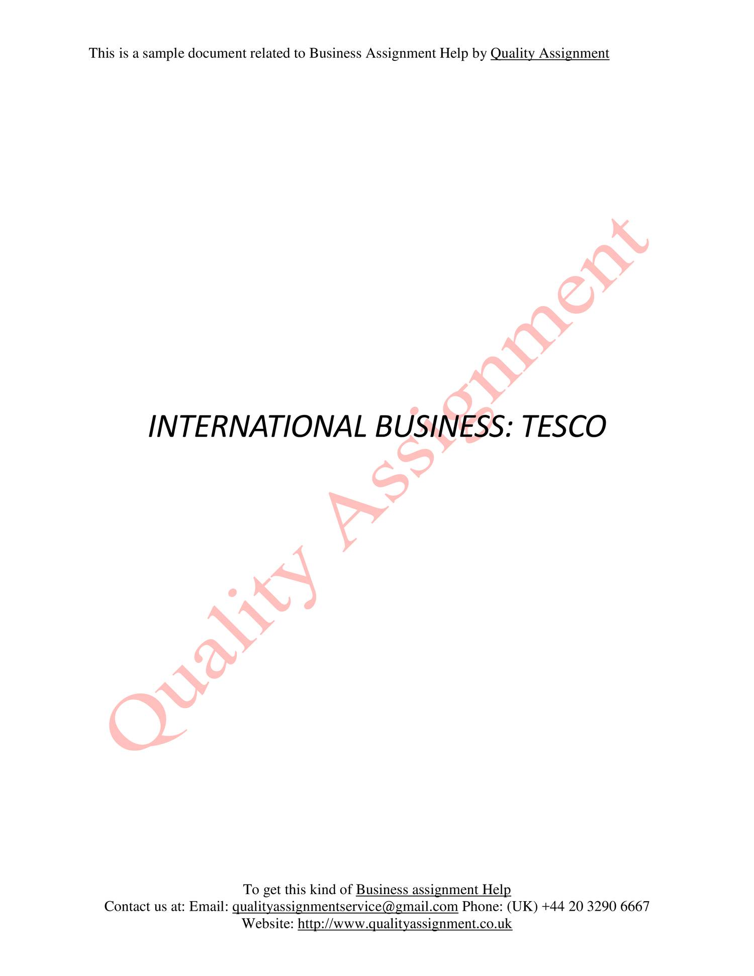 higher business assignment example