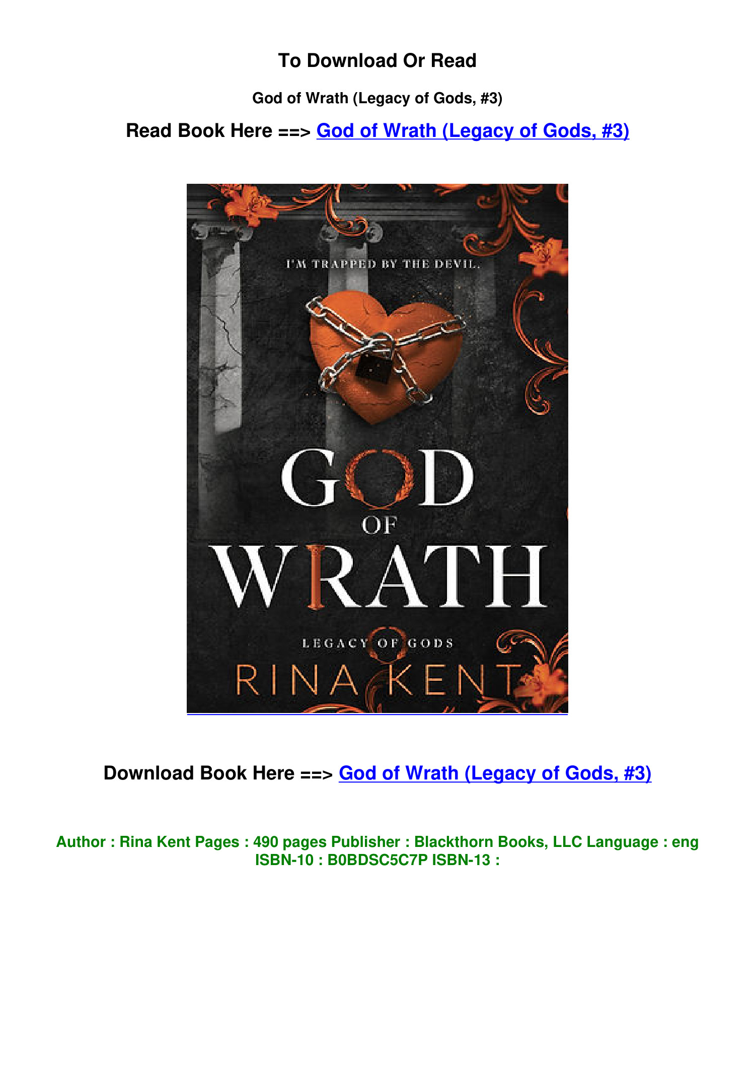 God of Wrath (Legacy of Gods, #3) by Rina Kent