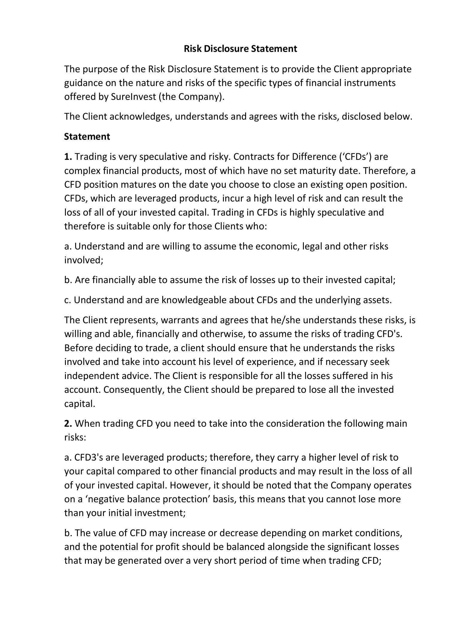 Risk Disclosure Pdf Docdroid