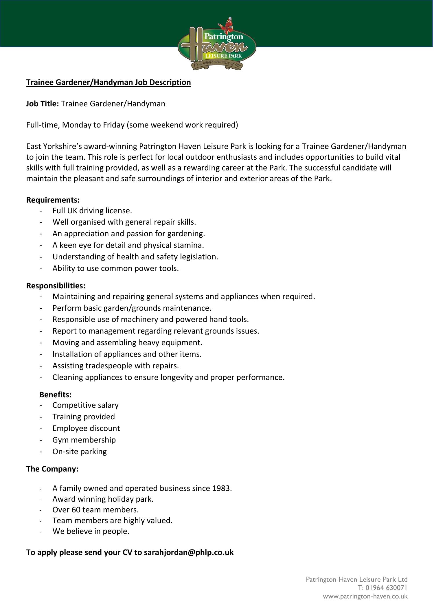 Trainee Gardener Handyman Job Description.pdf DocDroid