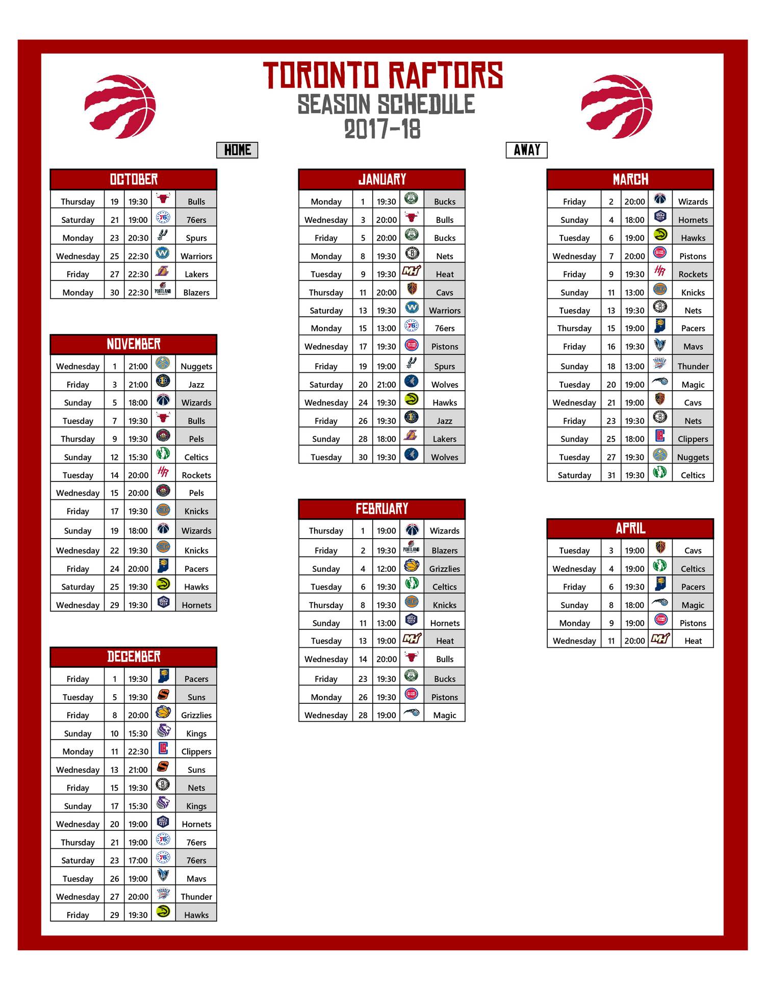 201718 Raptors Schedule Times.pdf DocDroid