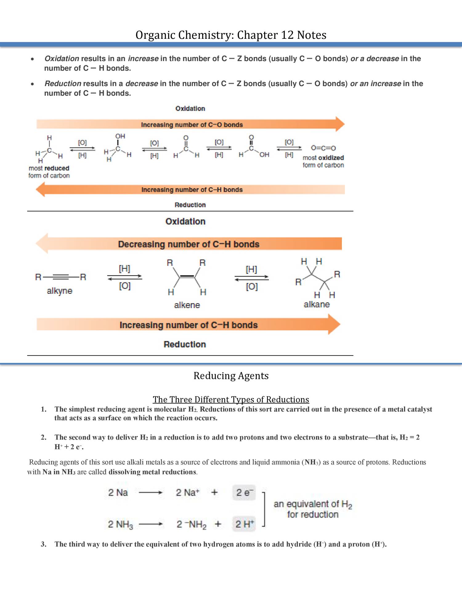 Organic Chemistry Oxidation And Reduction Reaction Notesdocx Docdroid