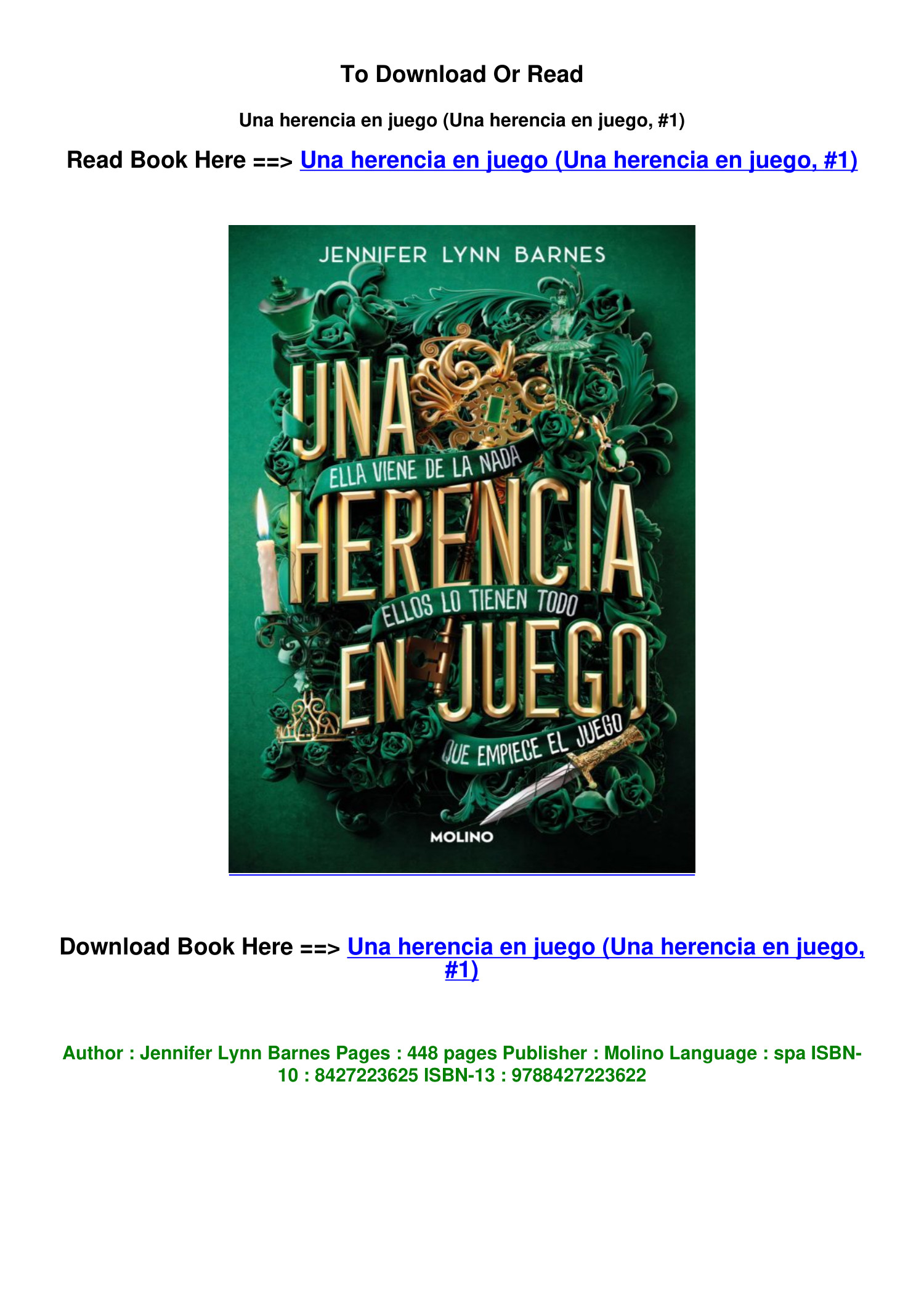 download PDF Una herencia en juego Una herencia en juego 1 by