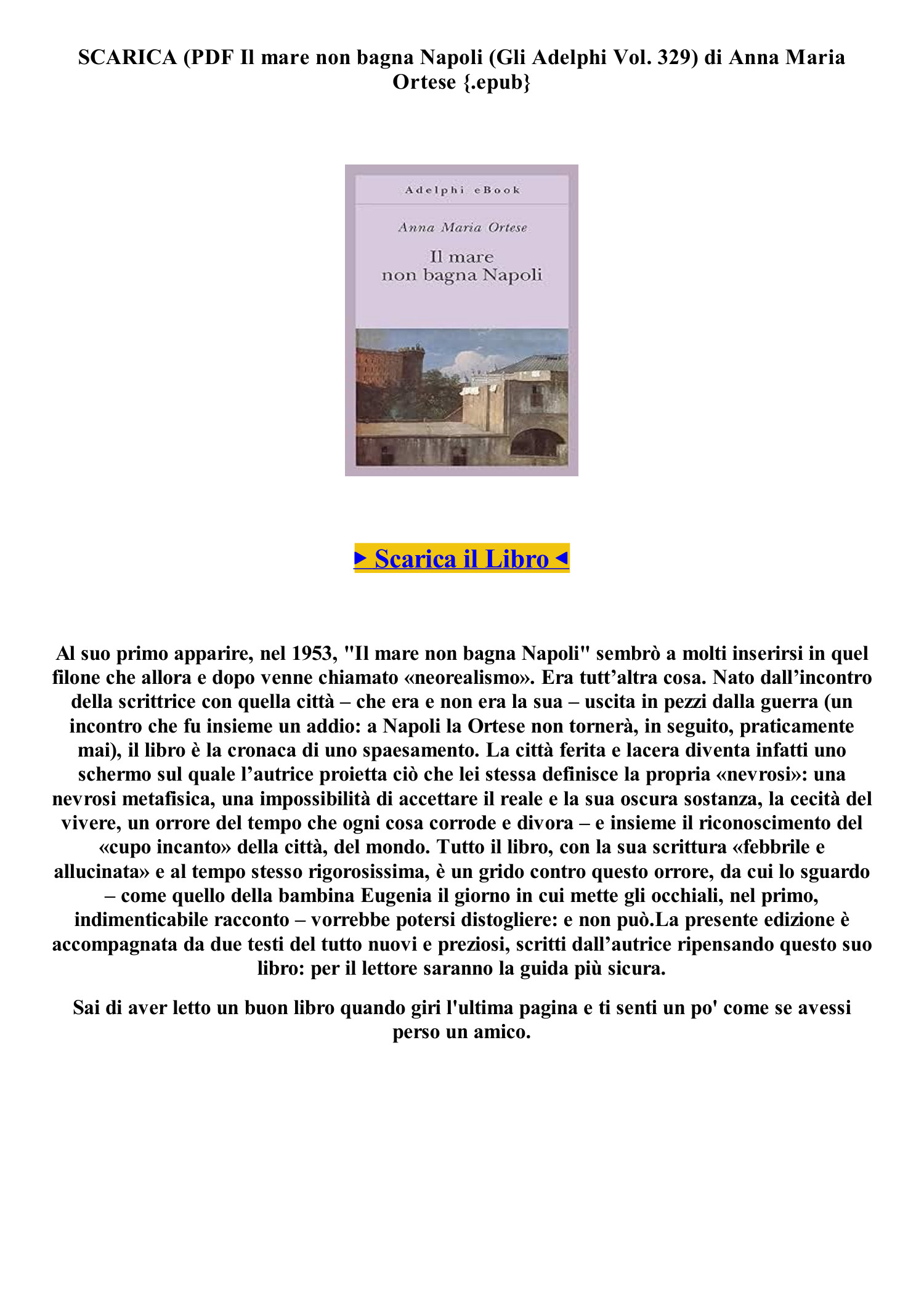 mobi) SCARICA Il mare non bagna Napoli (Gli Adelphi Vol. 329) di Anna Maria  Ortese {.txt} (4LB2B).pdf