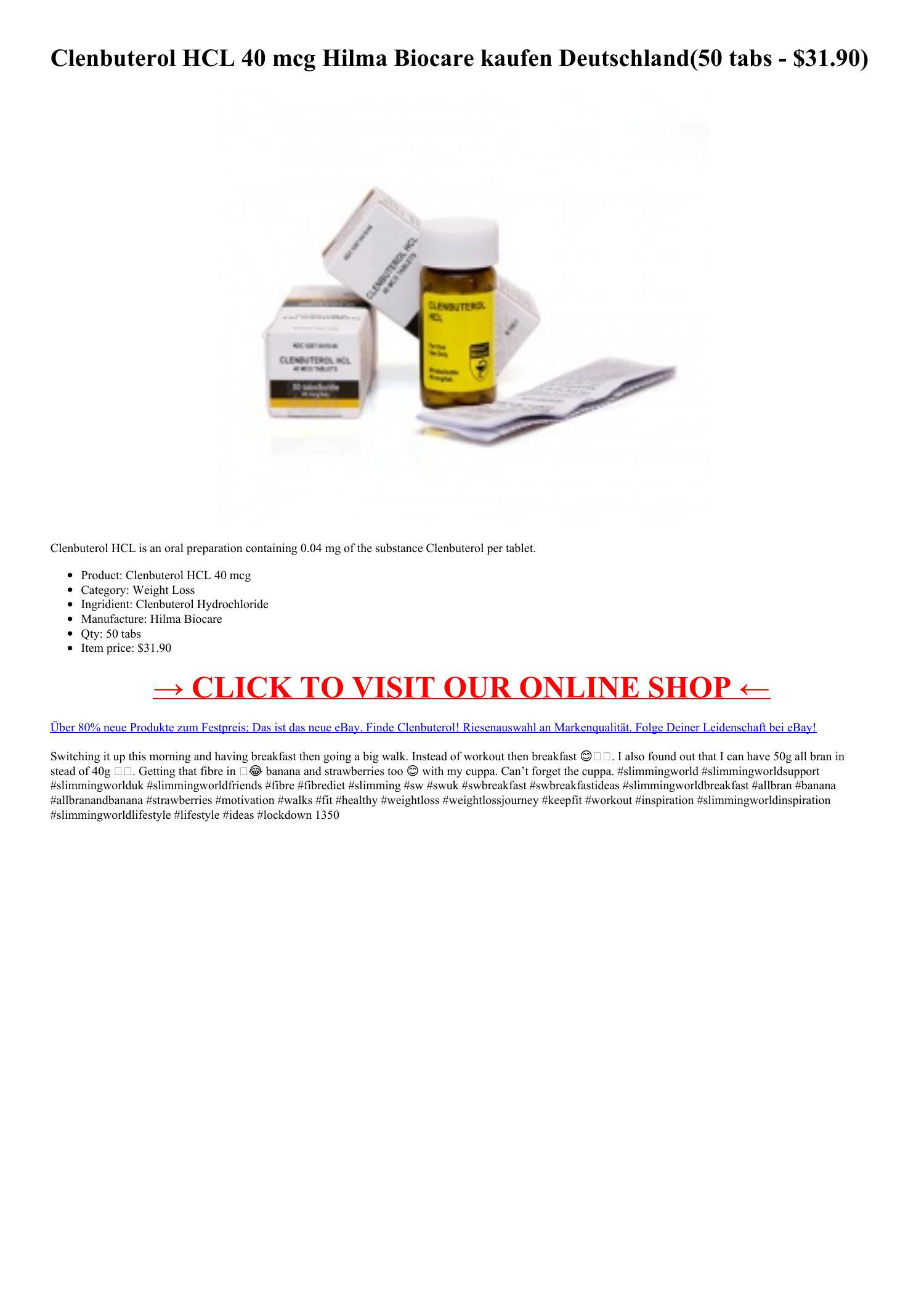 Clenbuterol HCL 40 Mcg Hilma Biocare Kaufen Deutschland pdf DocDroid