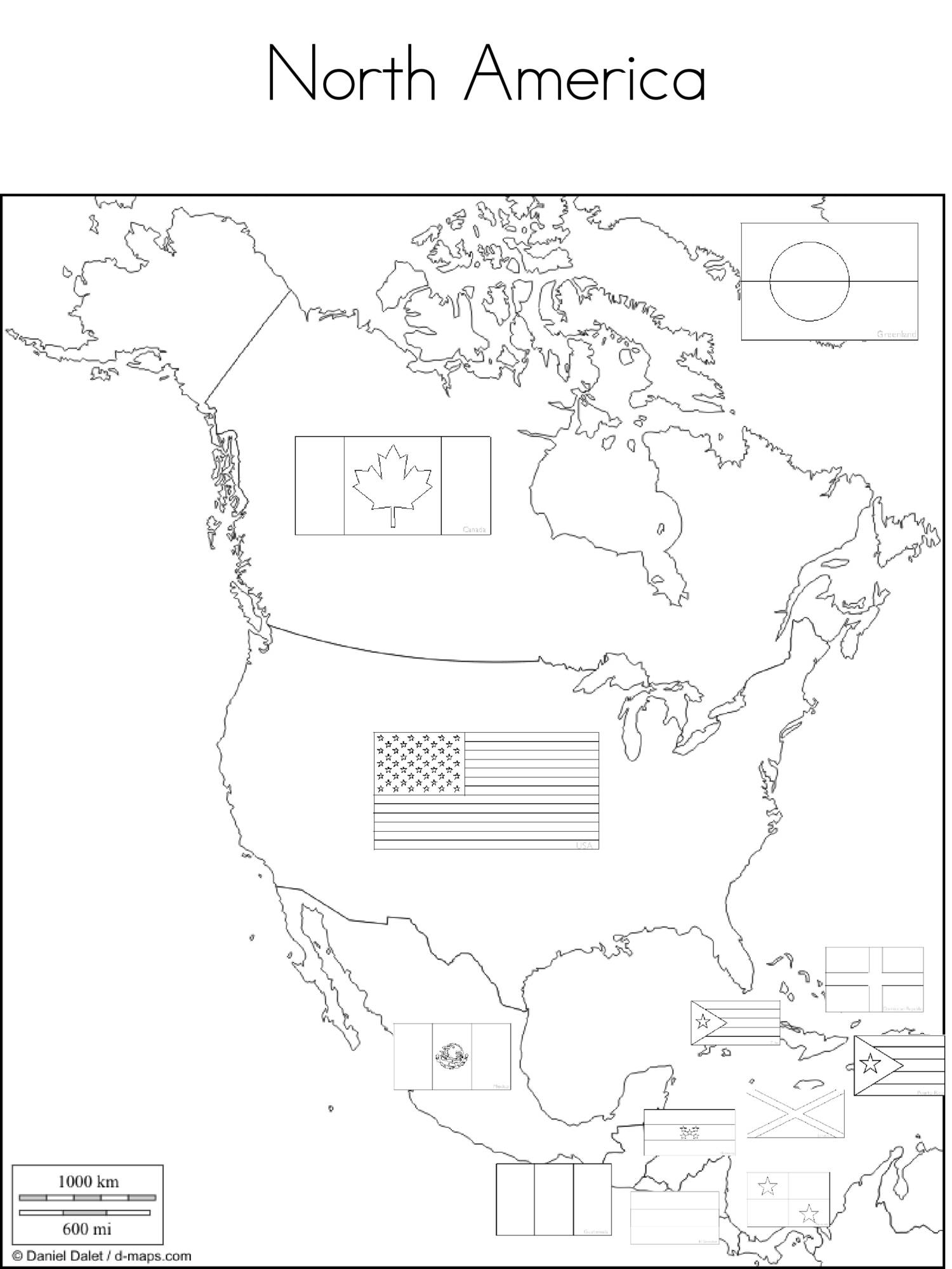 Flags on Map Coloring Pages NorthAmerica SouthAmerica ...