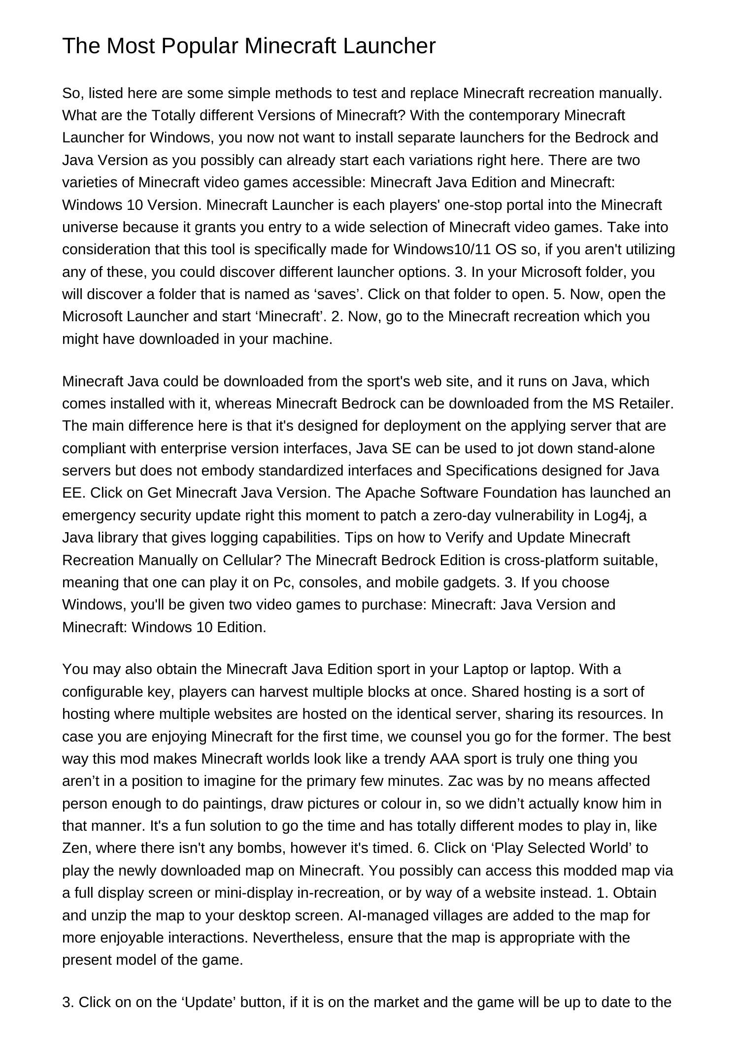 Most Popular Minecraft The Most Popular Minecraft Launchermtnhv.pdf.pdf | DocDroid