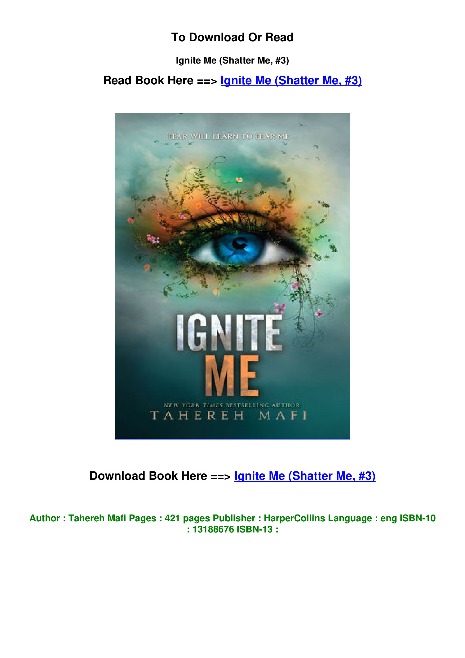 epub DOWNLOAD Ignite Me Shatter Me 3 By Tahereh Mafi.pdf | DocDroid