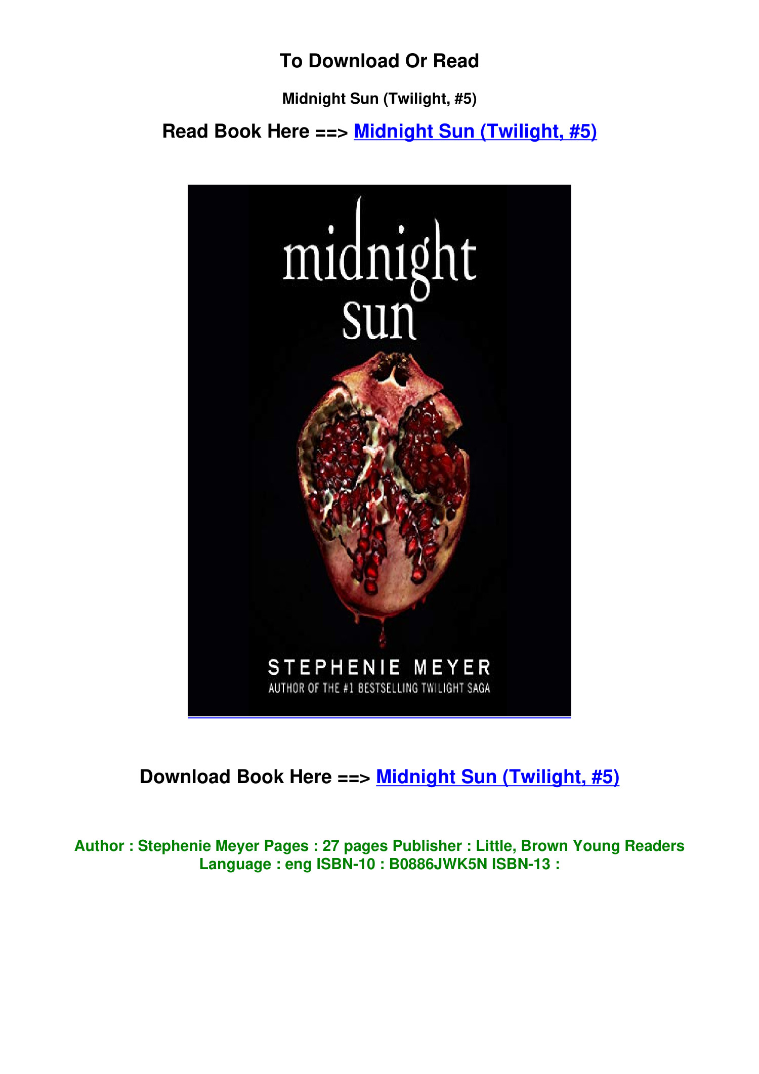 EPub Download Midnight Sun Twilight 5 by Stephenie Meyer.pdf