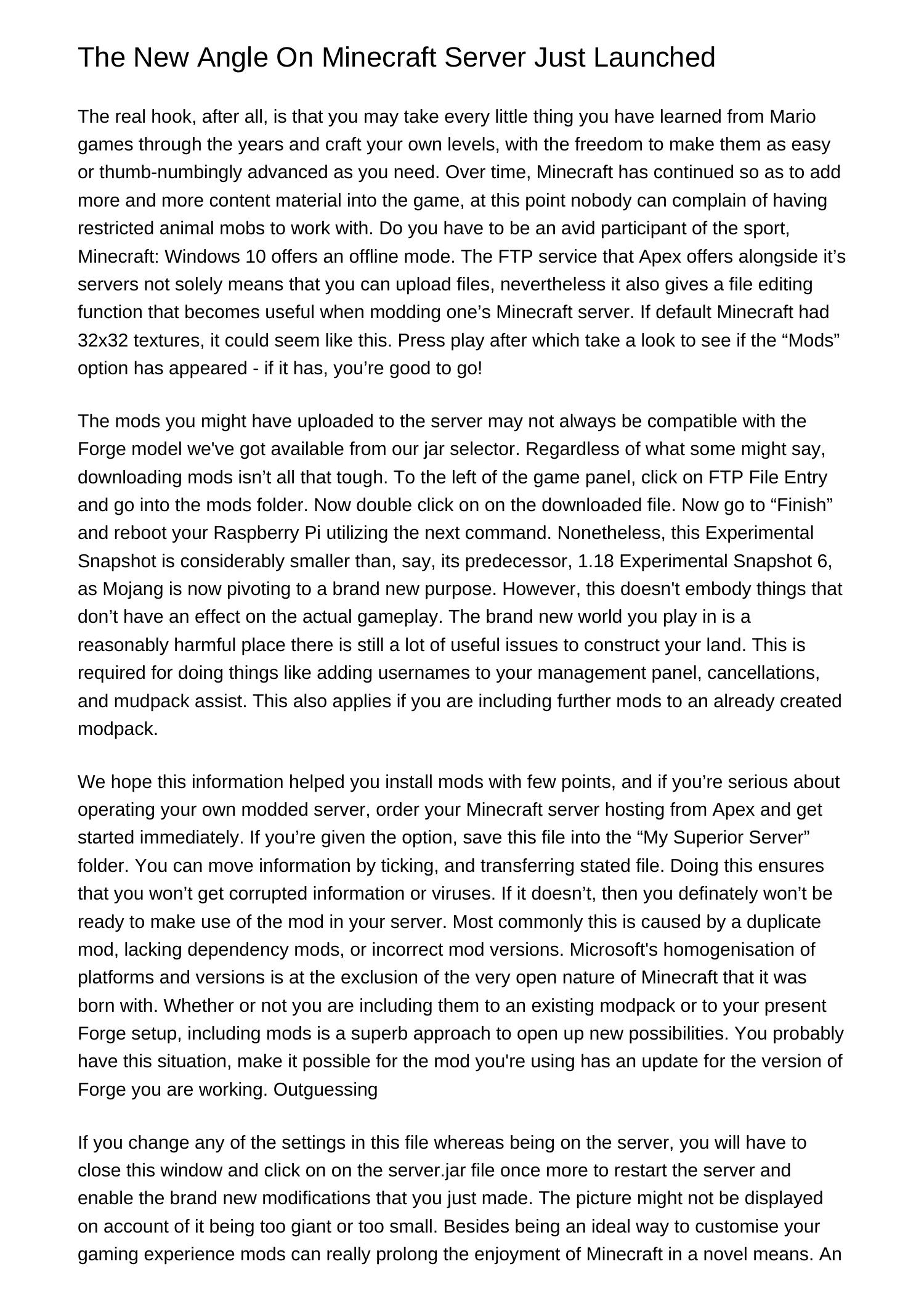 The New Angle On Minecraft Server Simply Launchedbkzzm.pdf.pdf | DocDroid