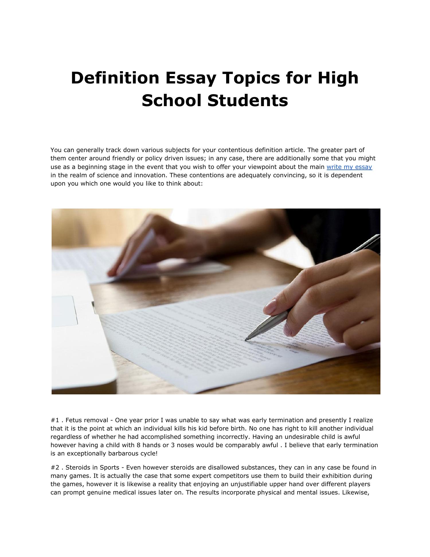 definition essay topics for high school