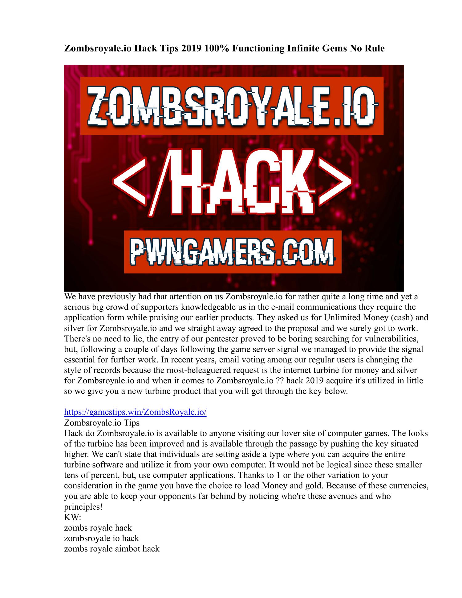 Zombs.io Hacks 