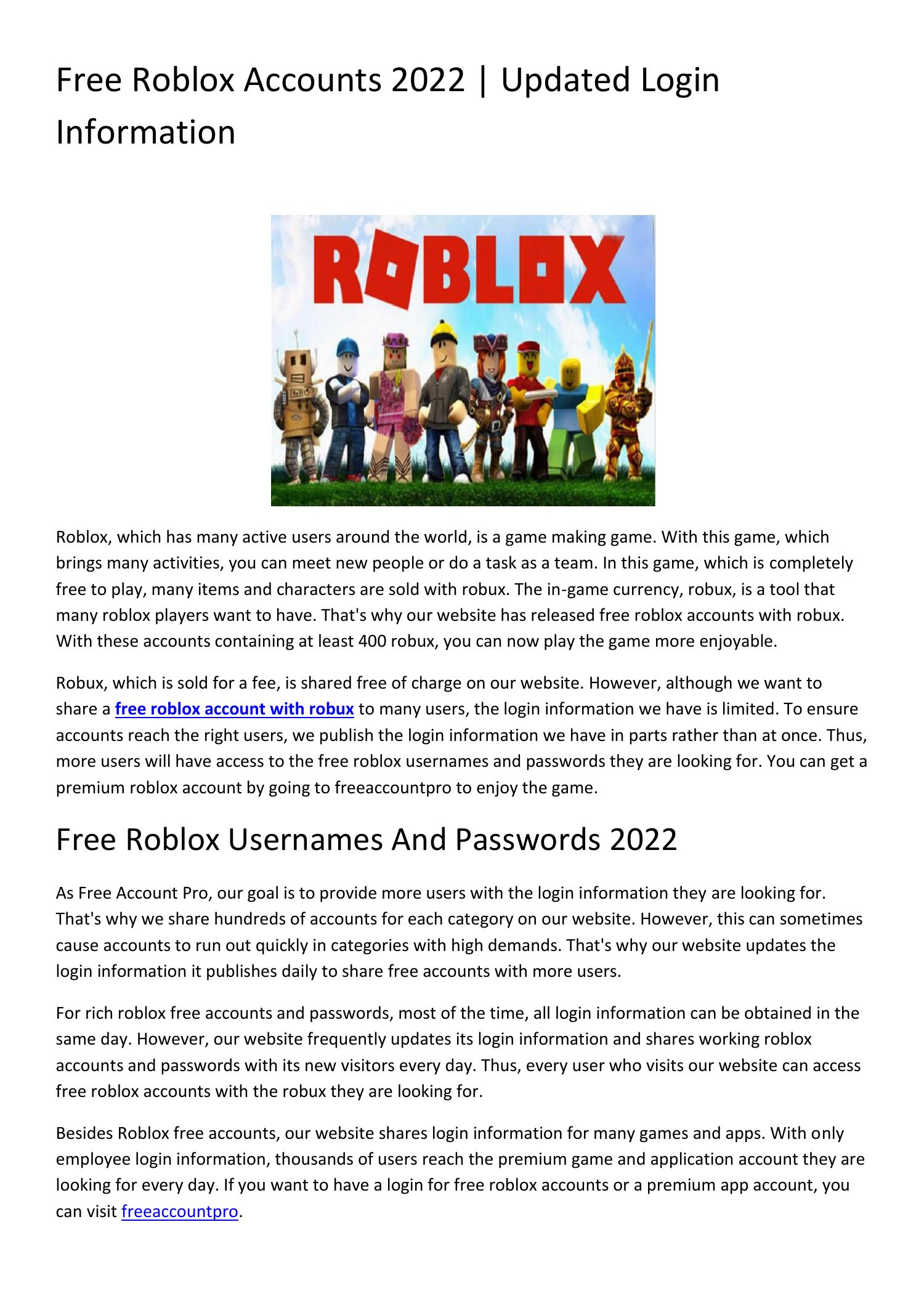 Roblox free account and password 2022.docx