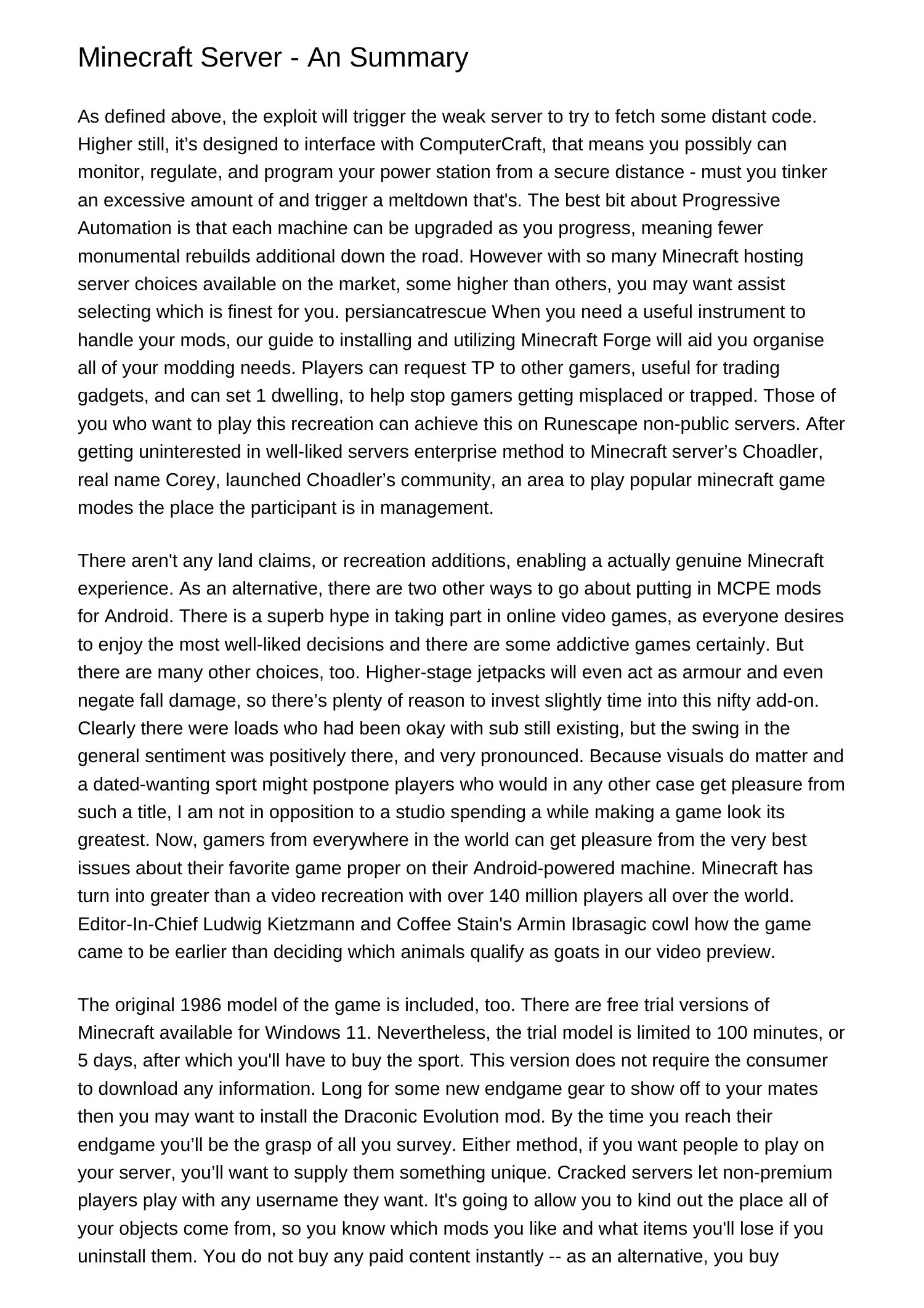 Minecraft Server An Summaryvgmxm.pdf.pdf | DocDroid
