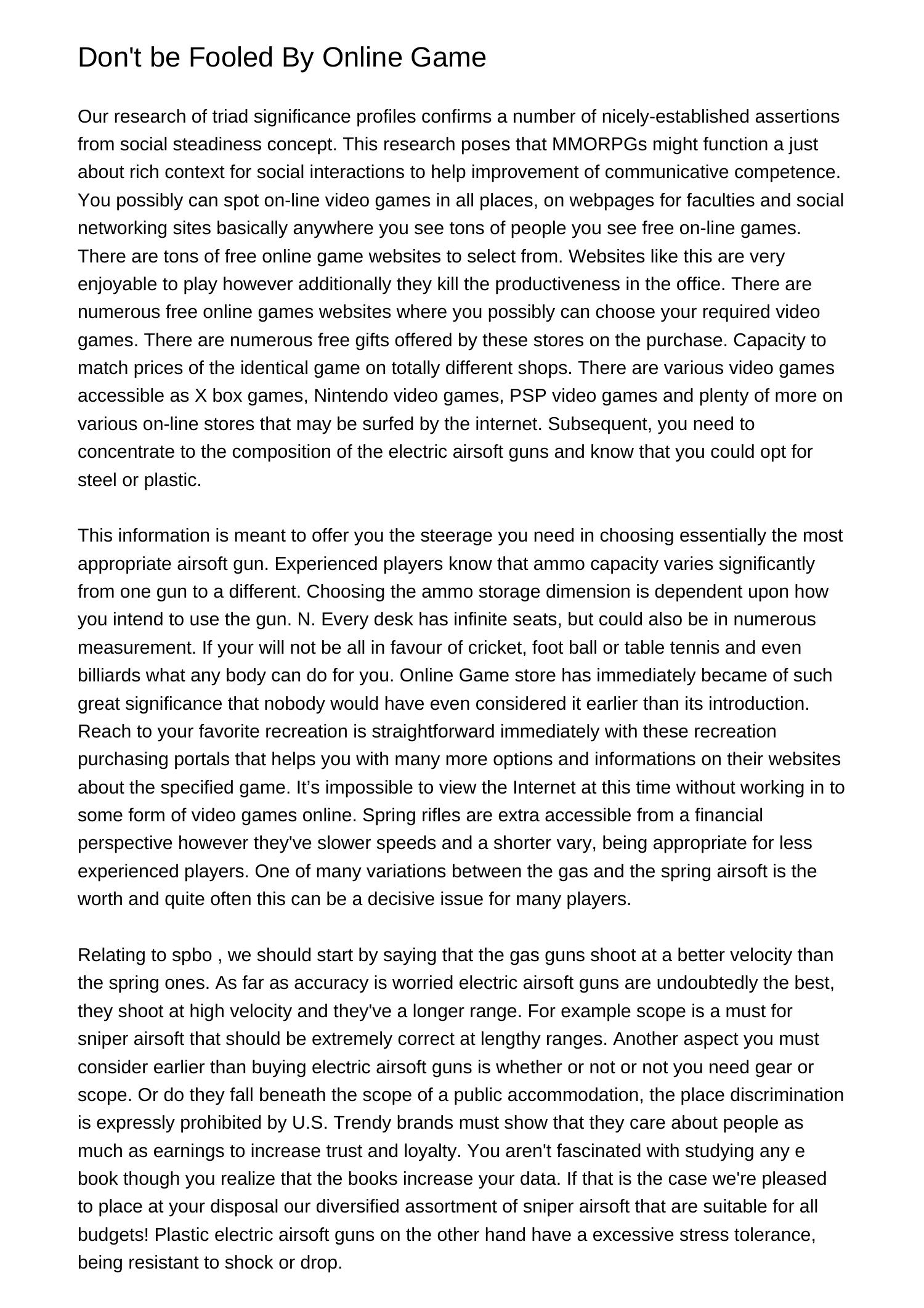 Do Not Be Fooled By Online Gameppekh pdf pdf DocDroid
