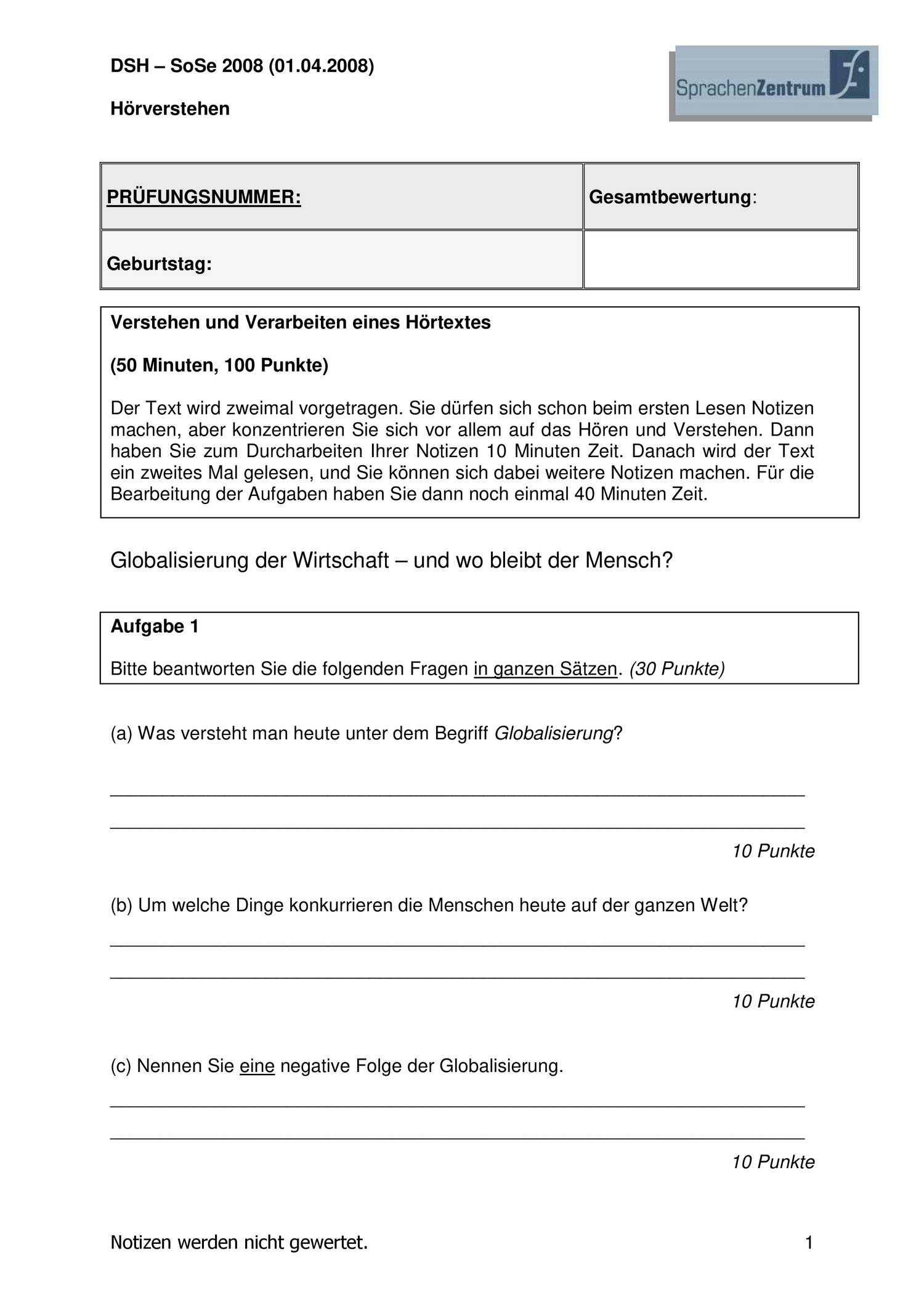 Dsh Textproduktion Beispiel Mit Lösung DSH-Beispiel-Hoerverstehen auif.pdf | DocDroid