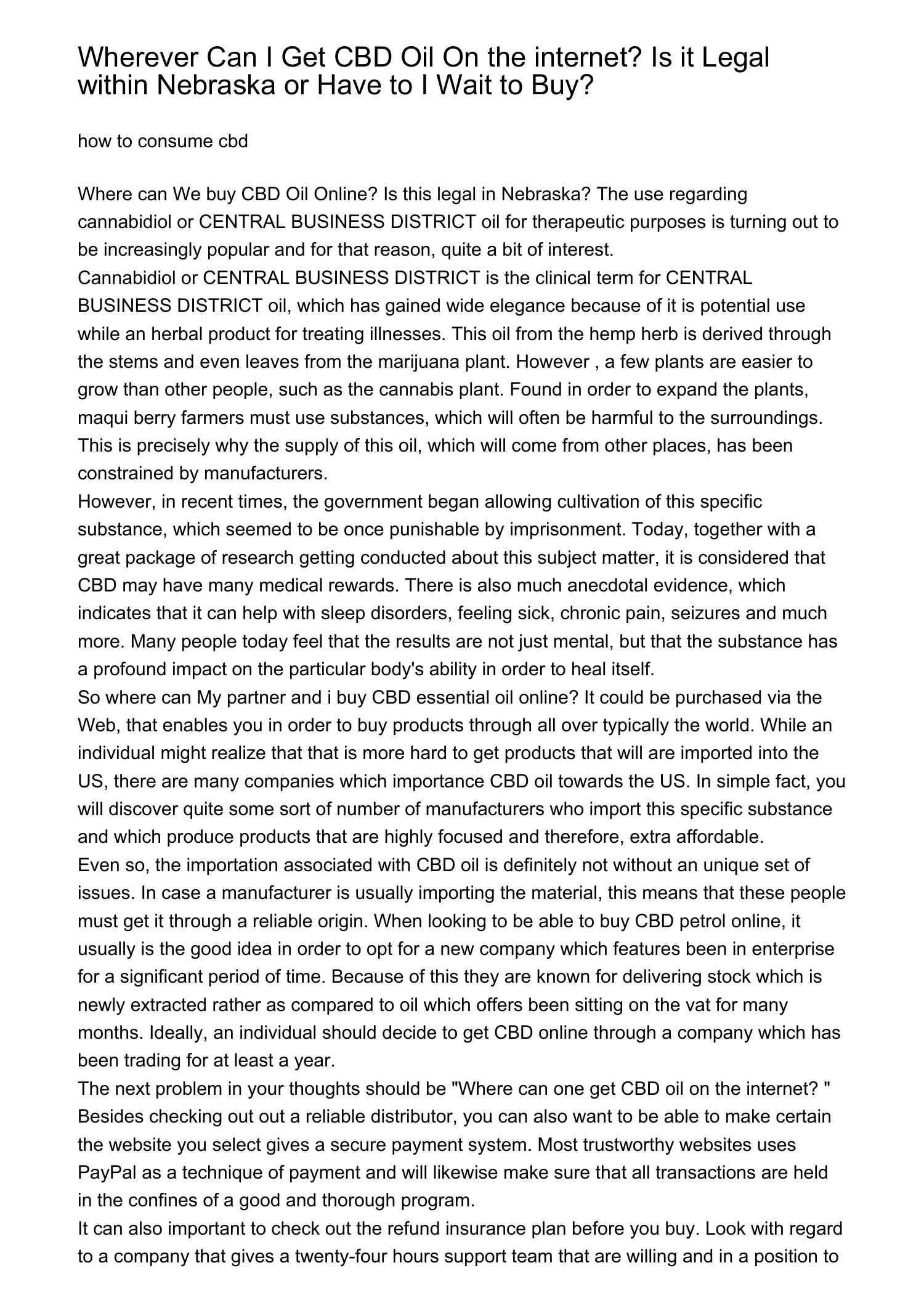 In which Can I Buy CBD Oil On the Is it Legal inside Nebraska