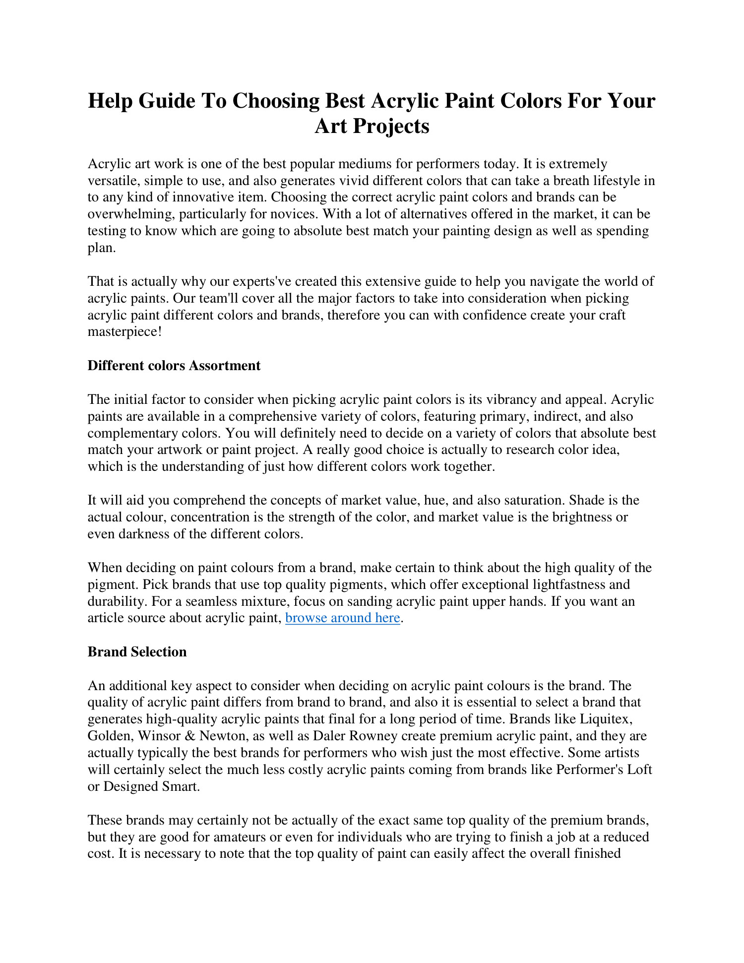 Help Guide To Choosing Best Acrylic Paint Colors For Your Art Projects