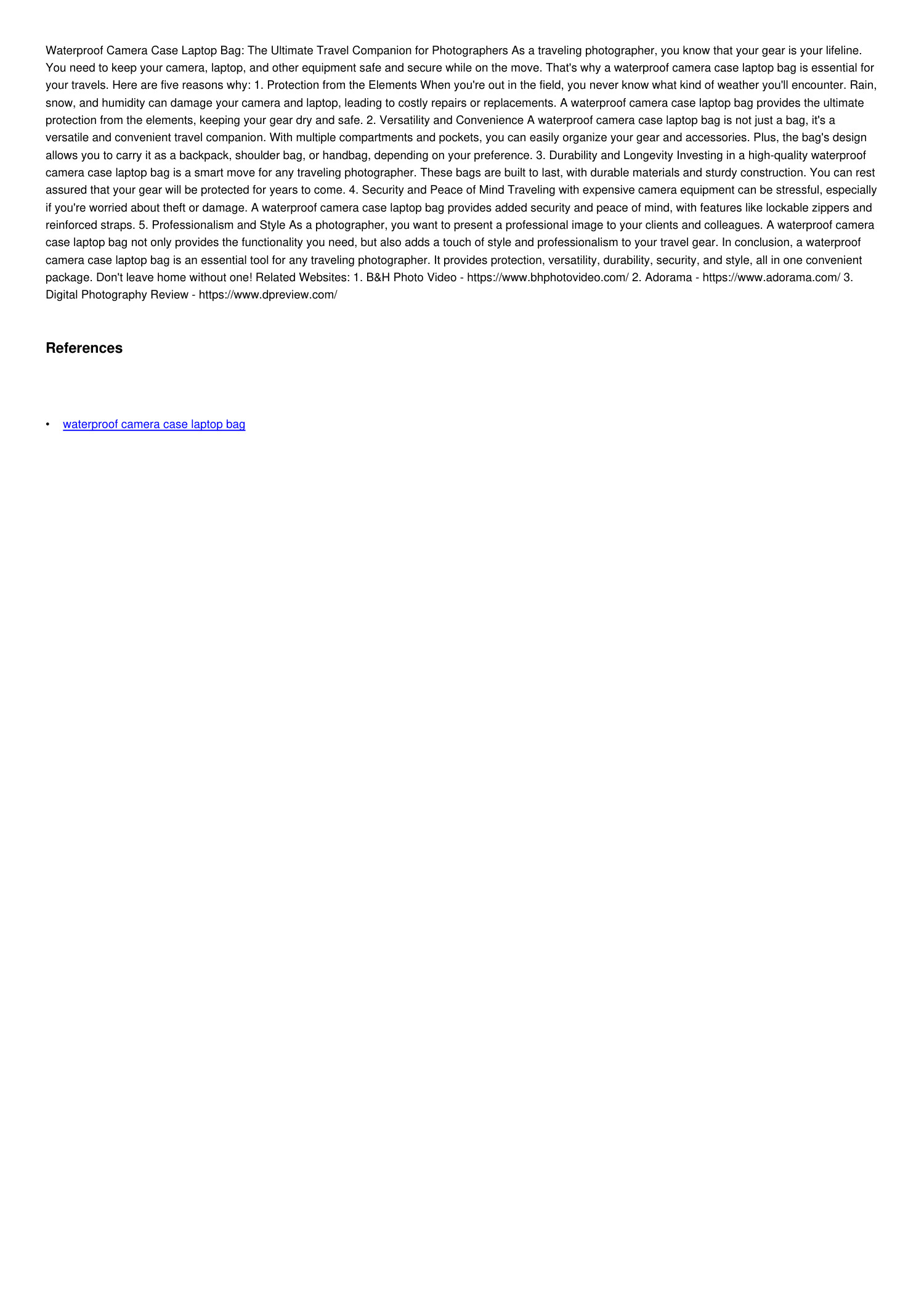 5 Reasons Why a Waterproof Camera Case Laptop Bag is Essential for