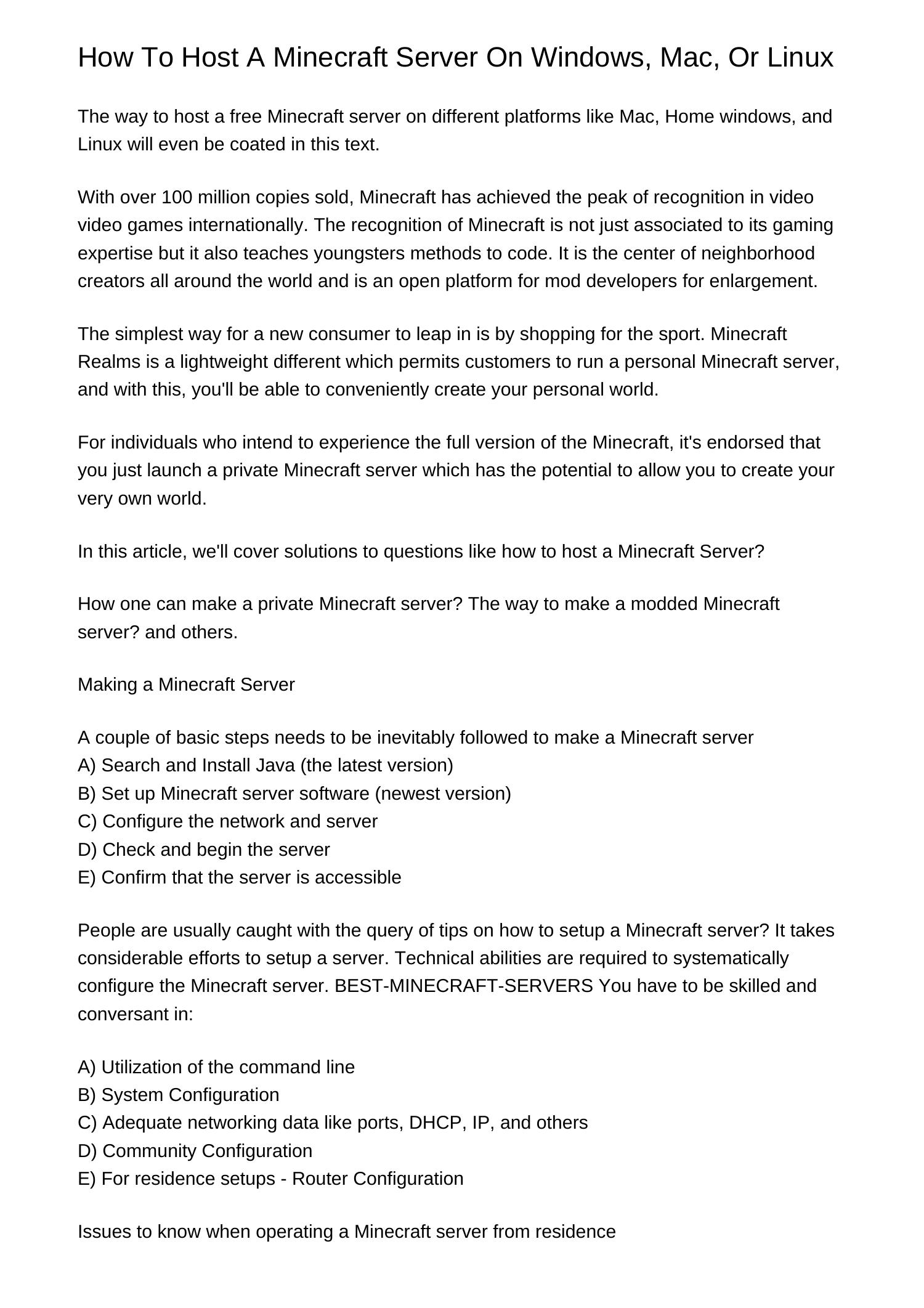 How To Host A Minecraft Server On Windows Mac Or Linuxxwpkk pdf pdf 