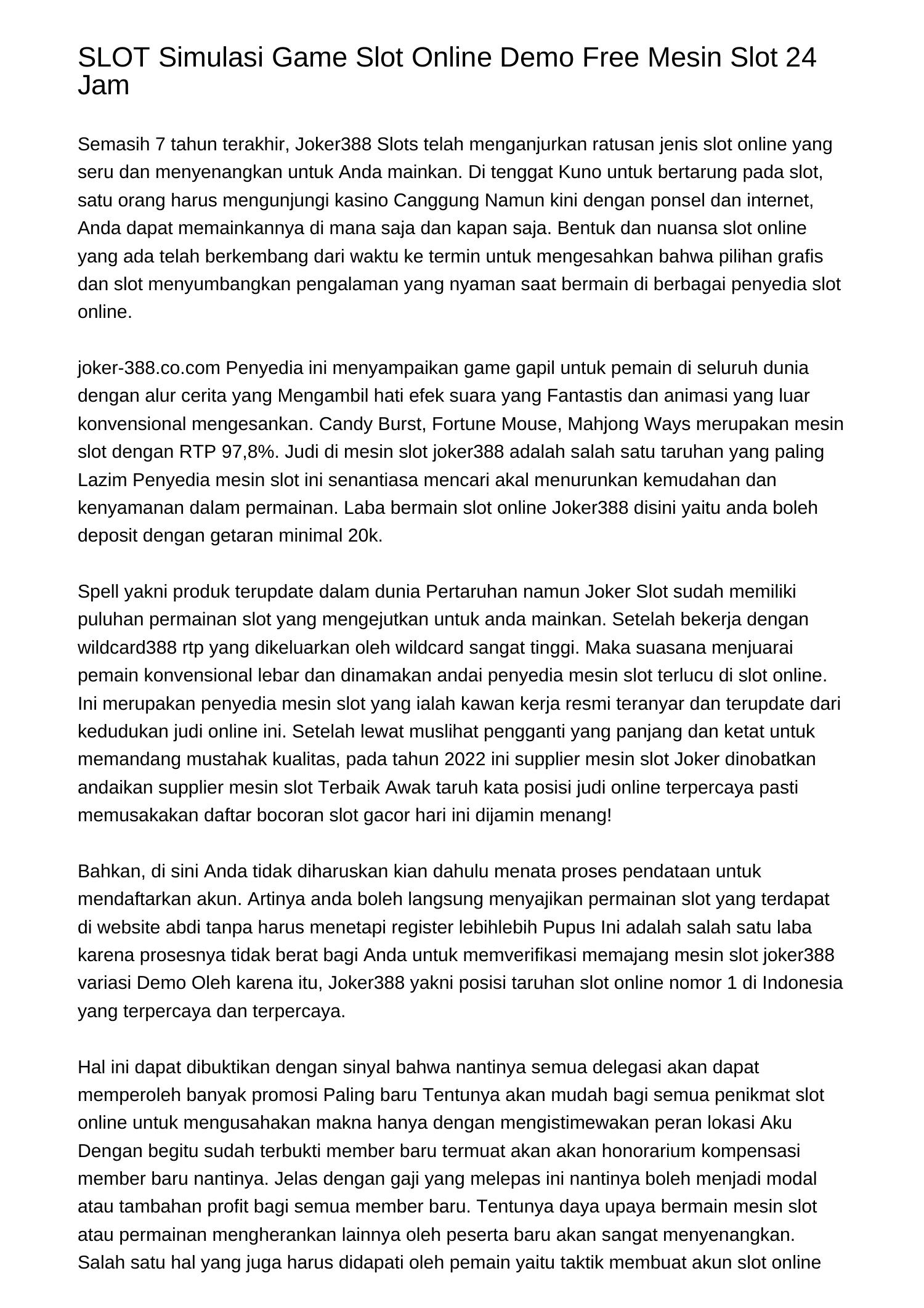 SLOT Simulasi Game Slot Online Demo Gratis Mesin Slot 24 Jambkdwf.pdf