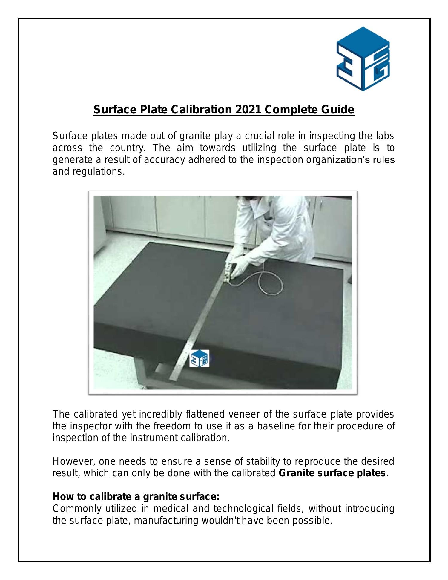 Surface Plate Calibration 2021 Complete Guide.pdf DocDroid
