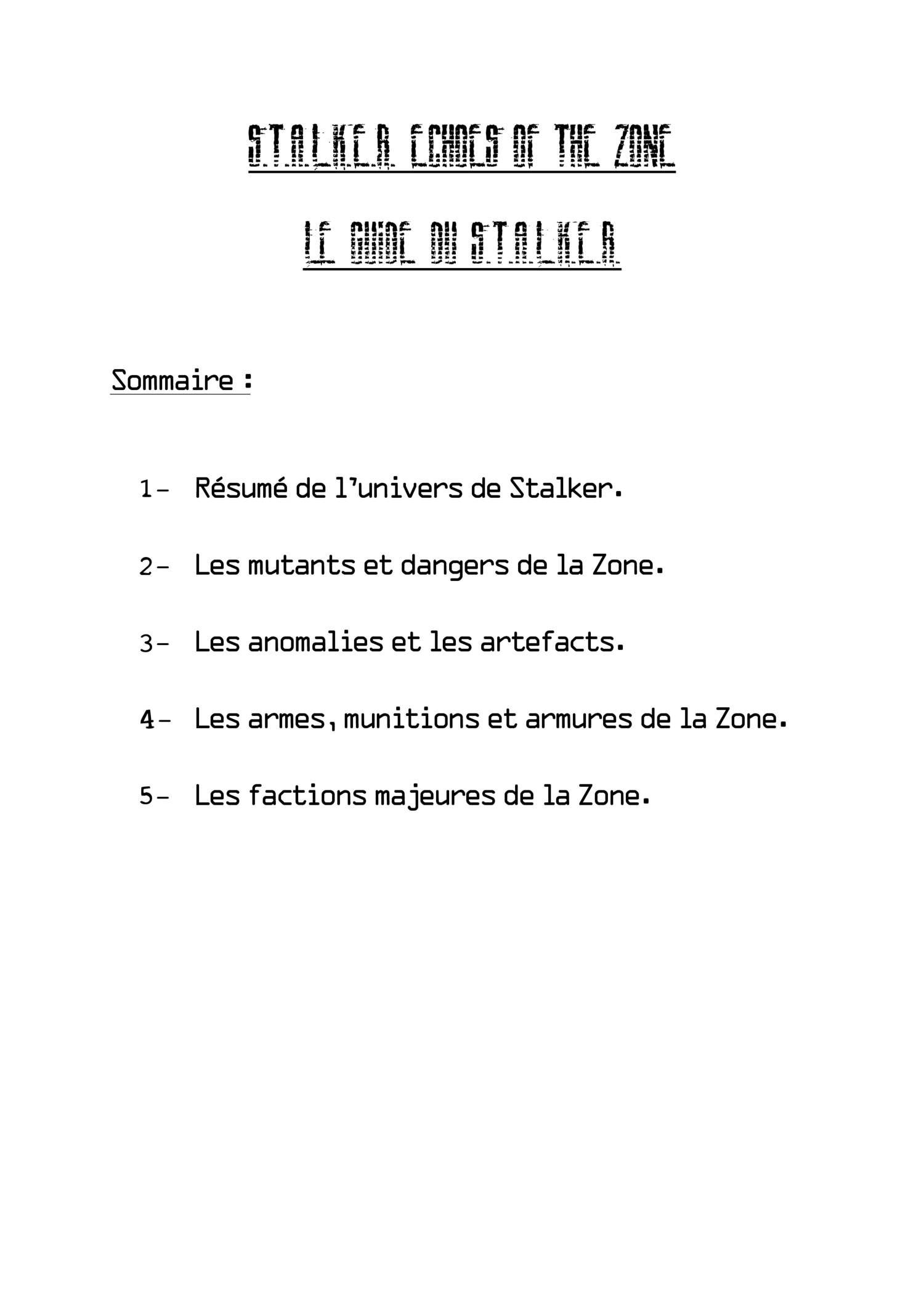 Stalker Scout Guide.pdf Le guide du S.T.A.L.K.E.R. - Echoes of the Zone.pdf | DocDroid