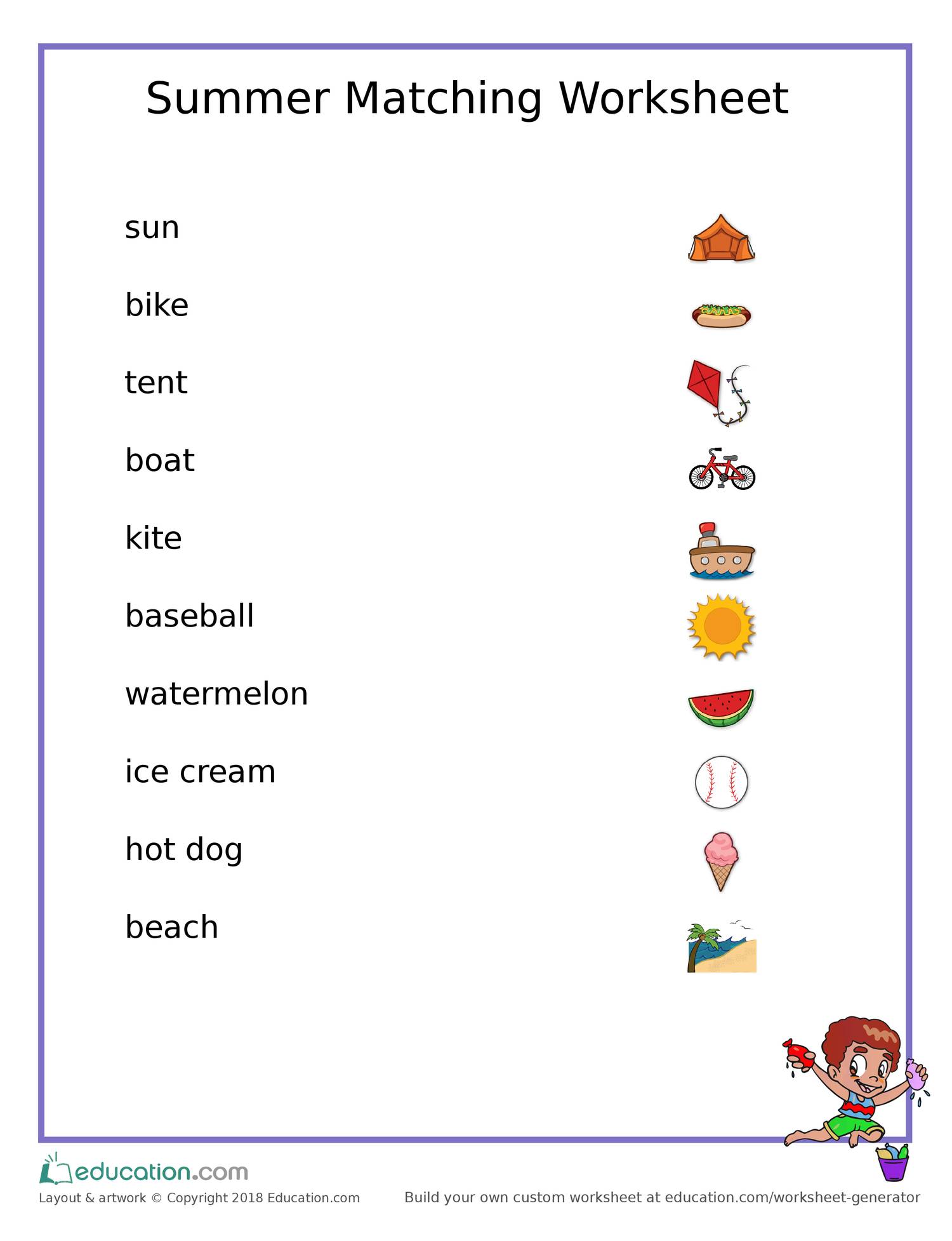 Match the beach. Летние занятия на английском языке. Лето Worksheets. Праздники Worksheets for Kids. English Worksheets for Kids Summer.