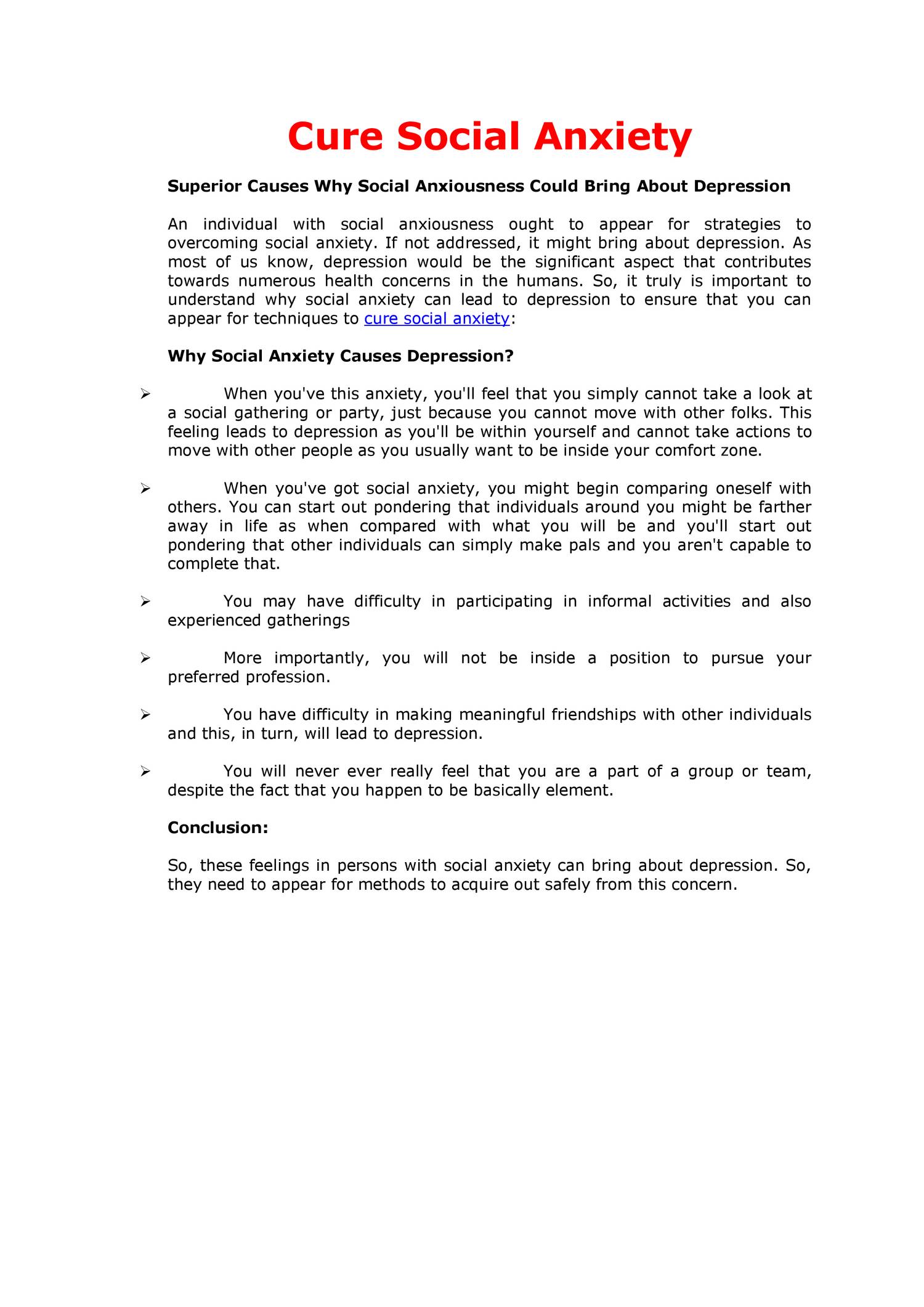 Social anxiety how to cure