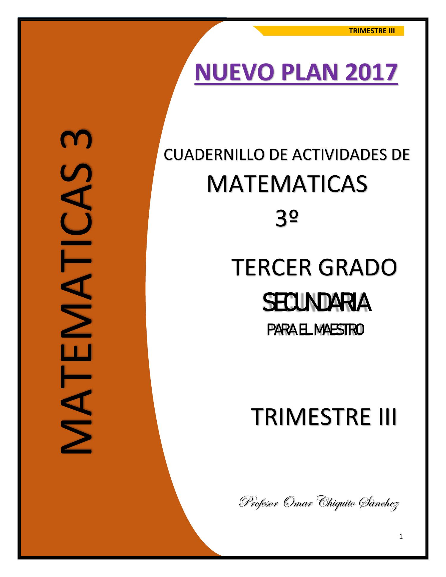 Cuadernillo De Actividades De Matemáticas 3 De Secundaria - Trimestre ...