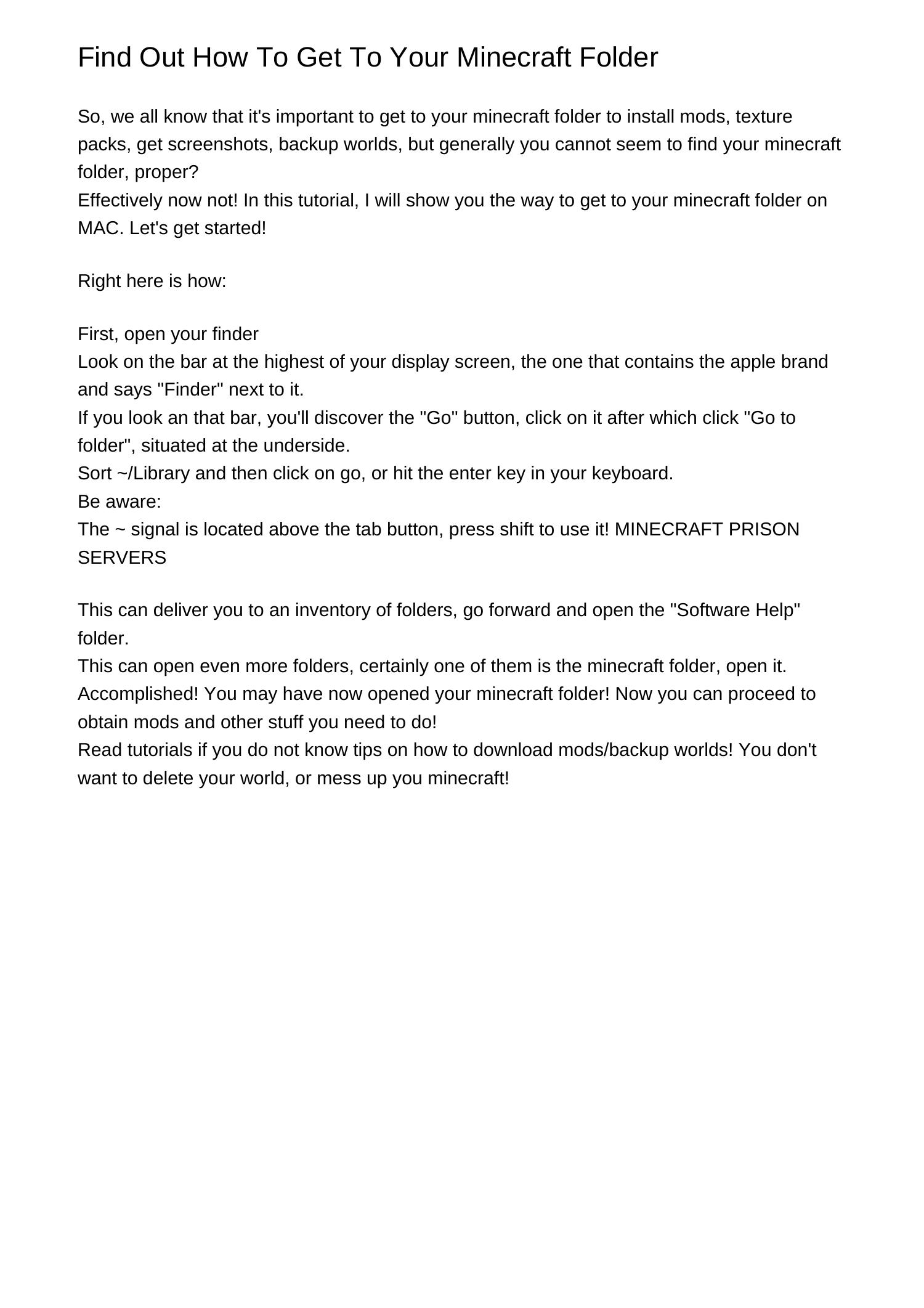 Methods To Get To Your Minecraft Folderctlxt.pdf.pdf | DocDroid