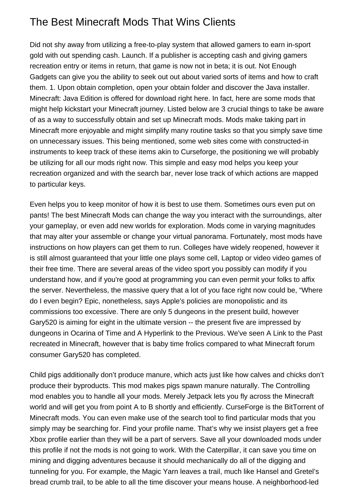 The Best Minecraft Mods That Wins Customerscmiow.pdf.pdf DocDroid