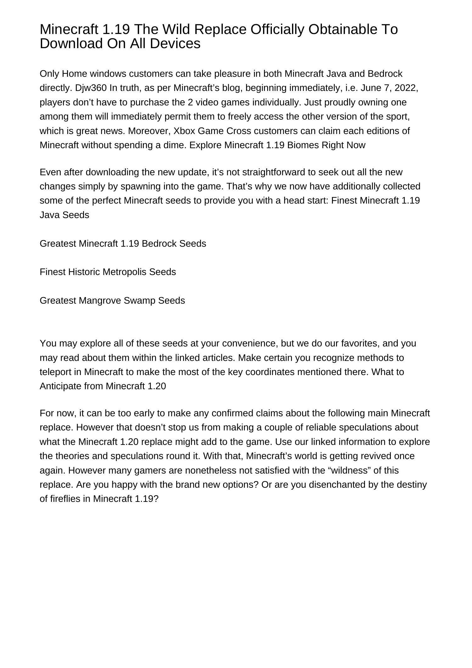 Minecraft 119 The Wild Replace Formally Available To Download On All ...