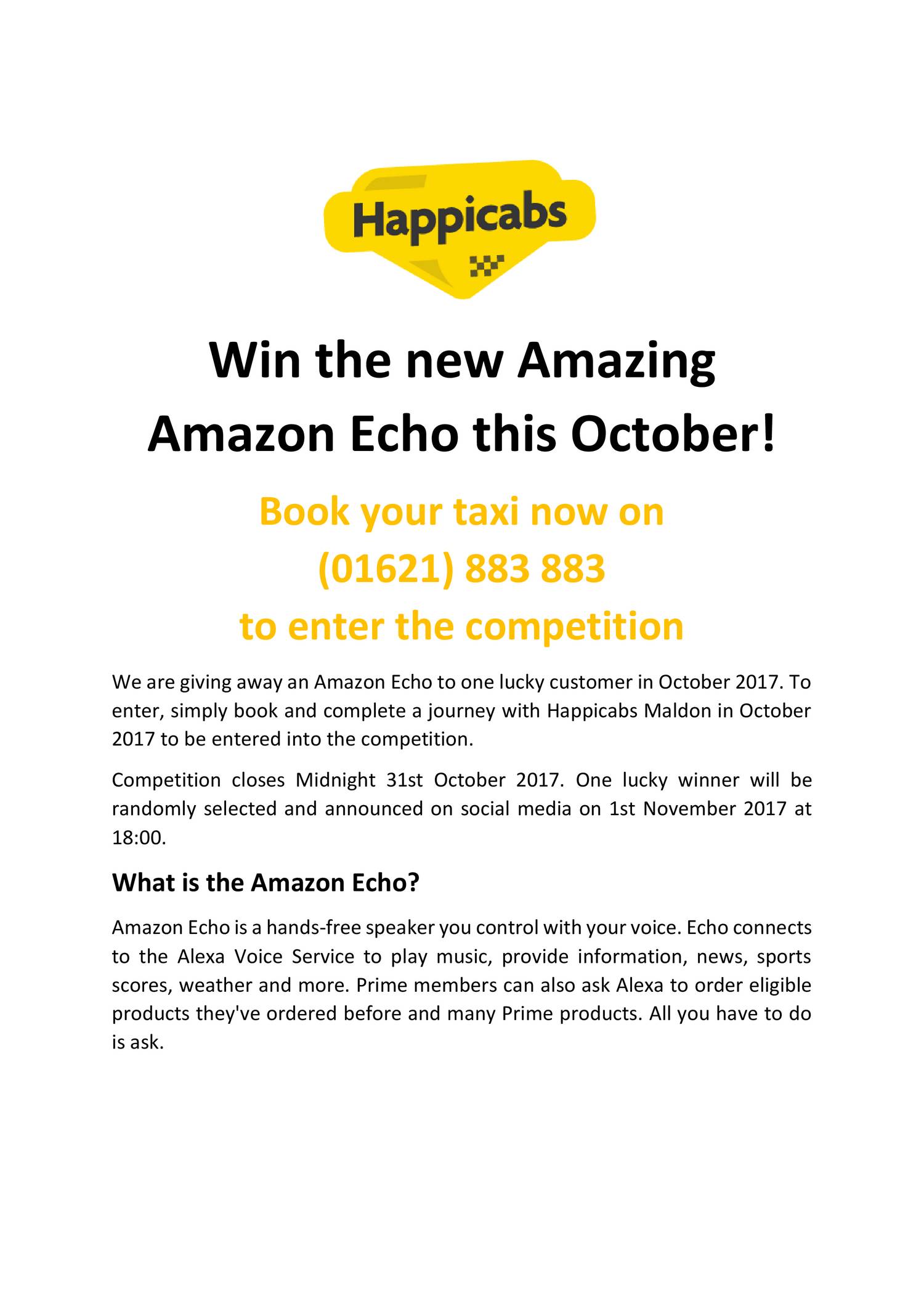 Happicabs Amazon Echo Prize Draw Terms And Conditions pdf DocDroid