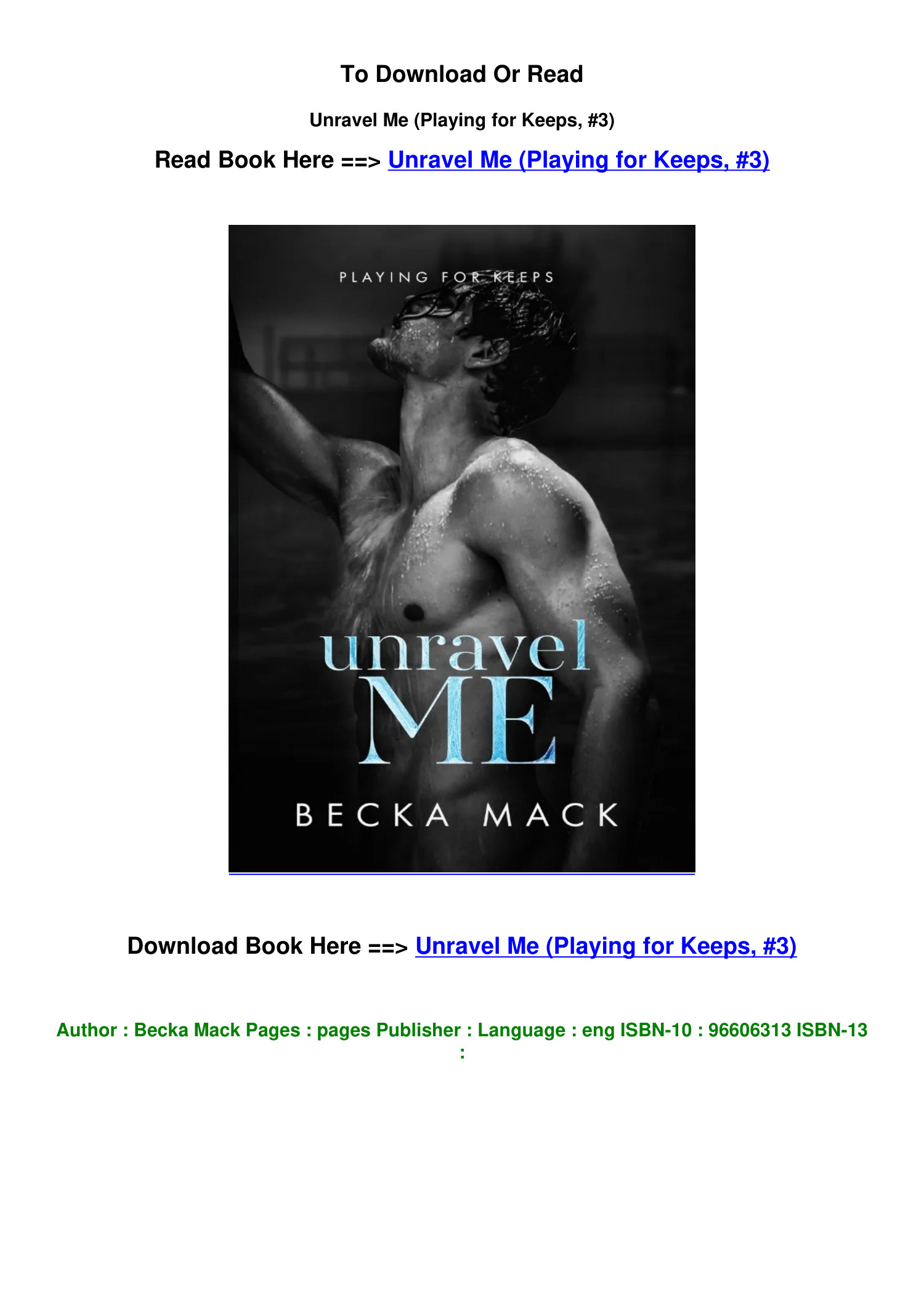 Unravel Me book by Becka Mack