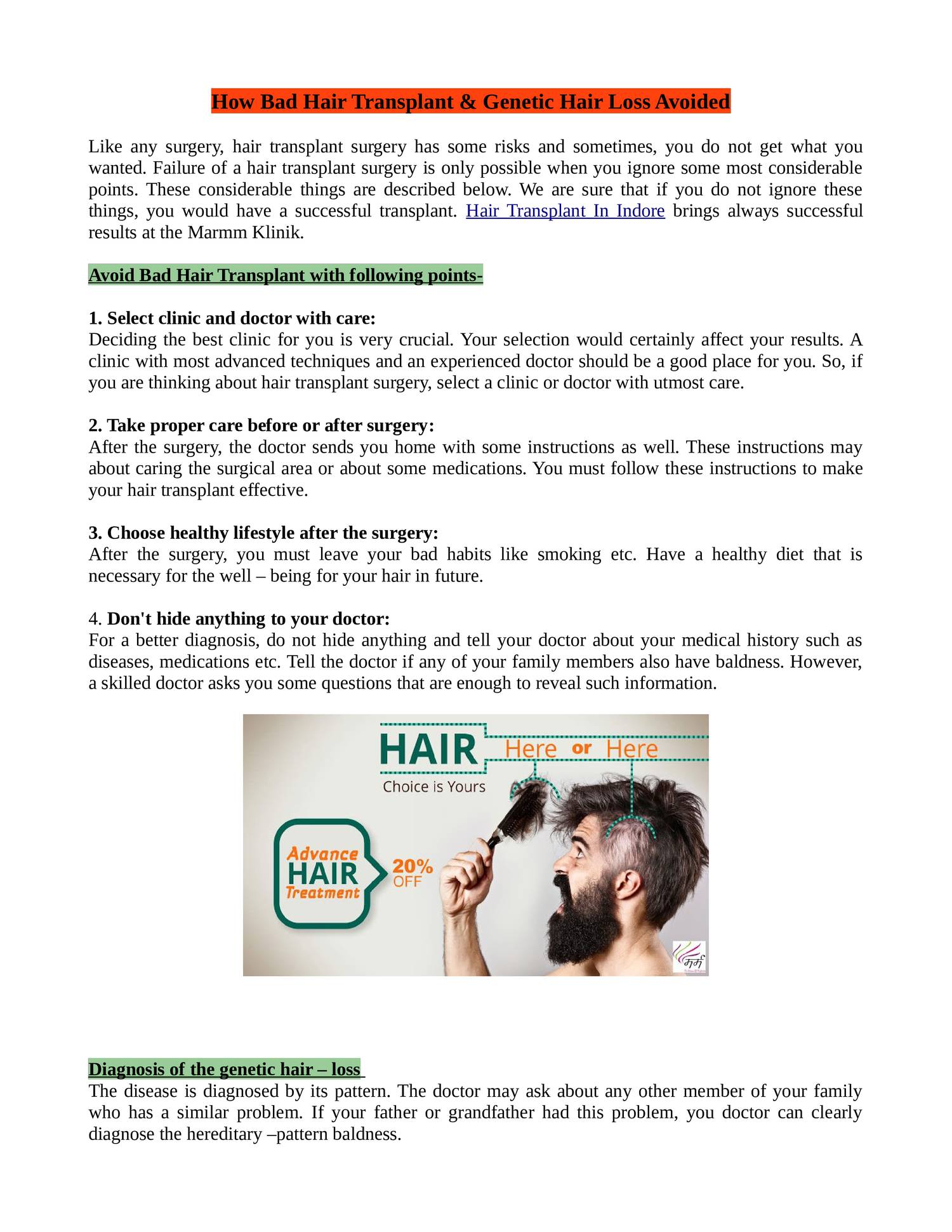 Avoid bad hair transplant and hair loss hair transplant in indore.pdf .pdf DocDroid